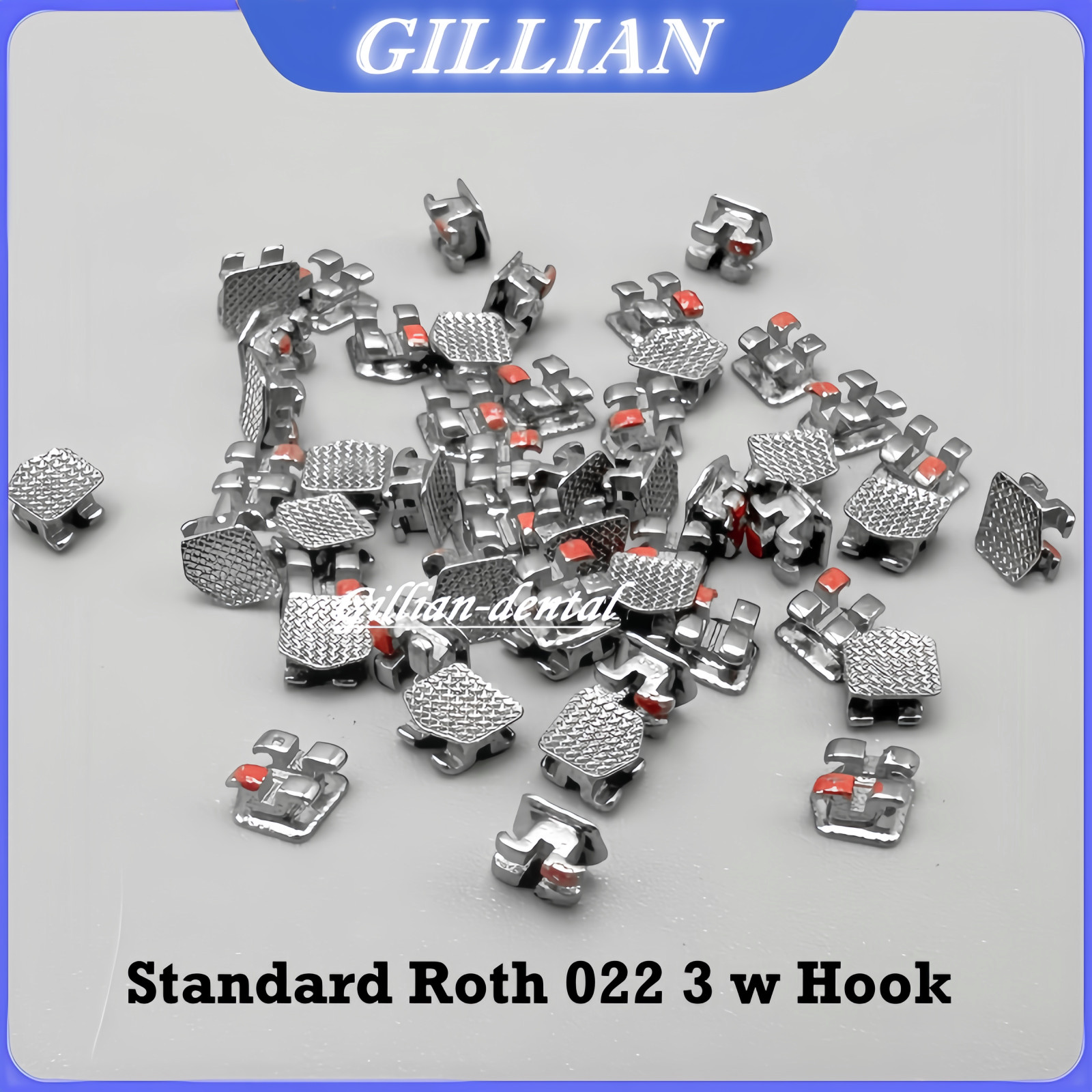 Dental Ortho Brackets Standard Roth 022 Slot 3 w Hook Metal Braces LR/LL/UR/UL
