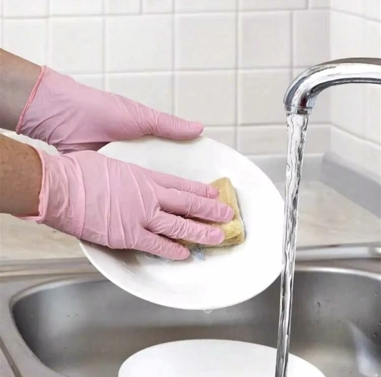 4pc/50pcs/100pcs Pink Nitrile Gloves Disposable Latex Free Cleaning Salon