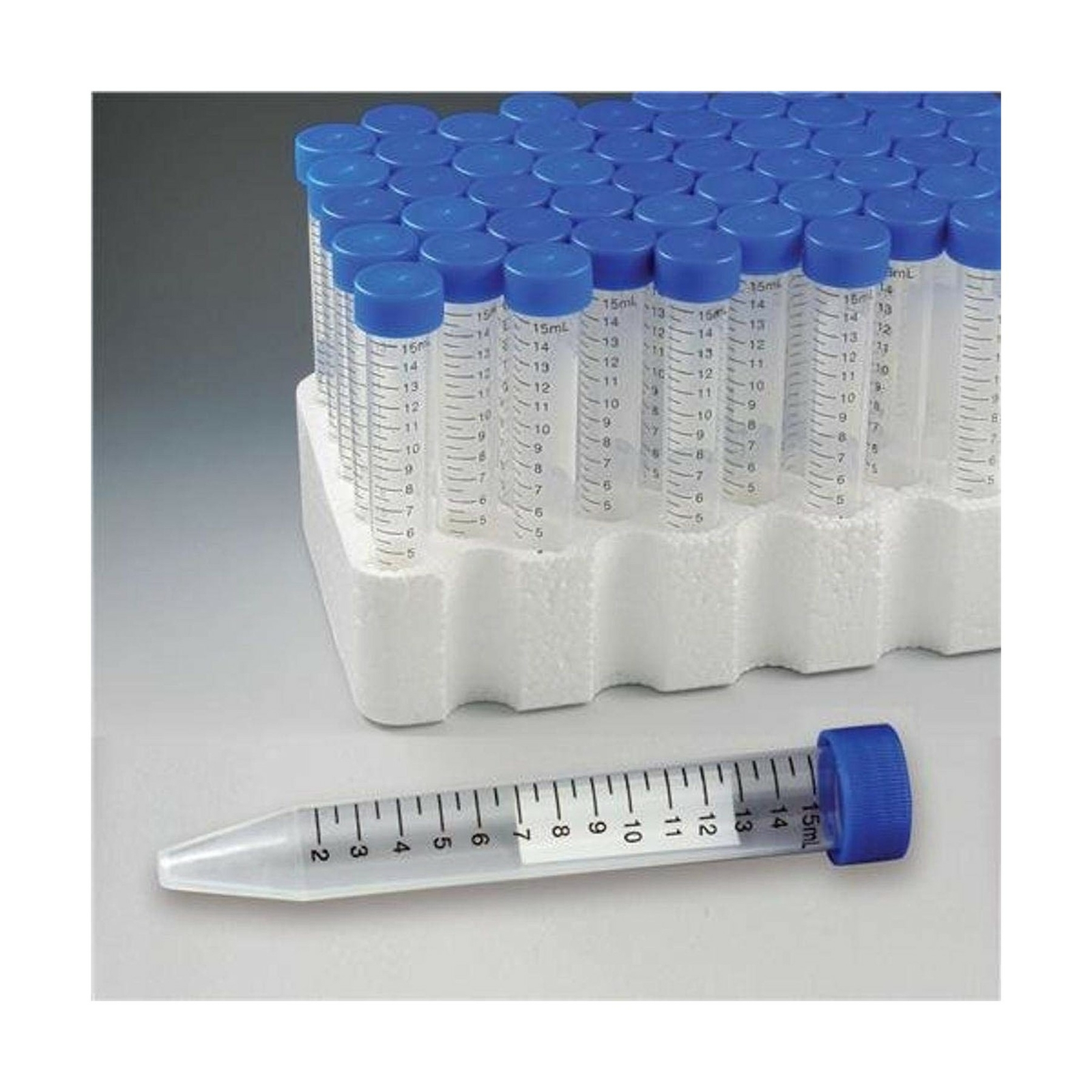 Globe Scientific 6285 Polypropylene Centrifuge Tube with Attached Blue Flat T…
