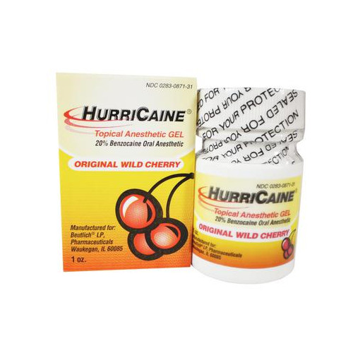 Beutlich 0871-31 Hurricaine Topical Gel 20% Benzocaine Original Wild Cherry 1 Oz