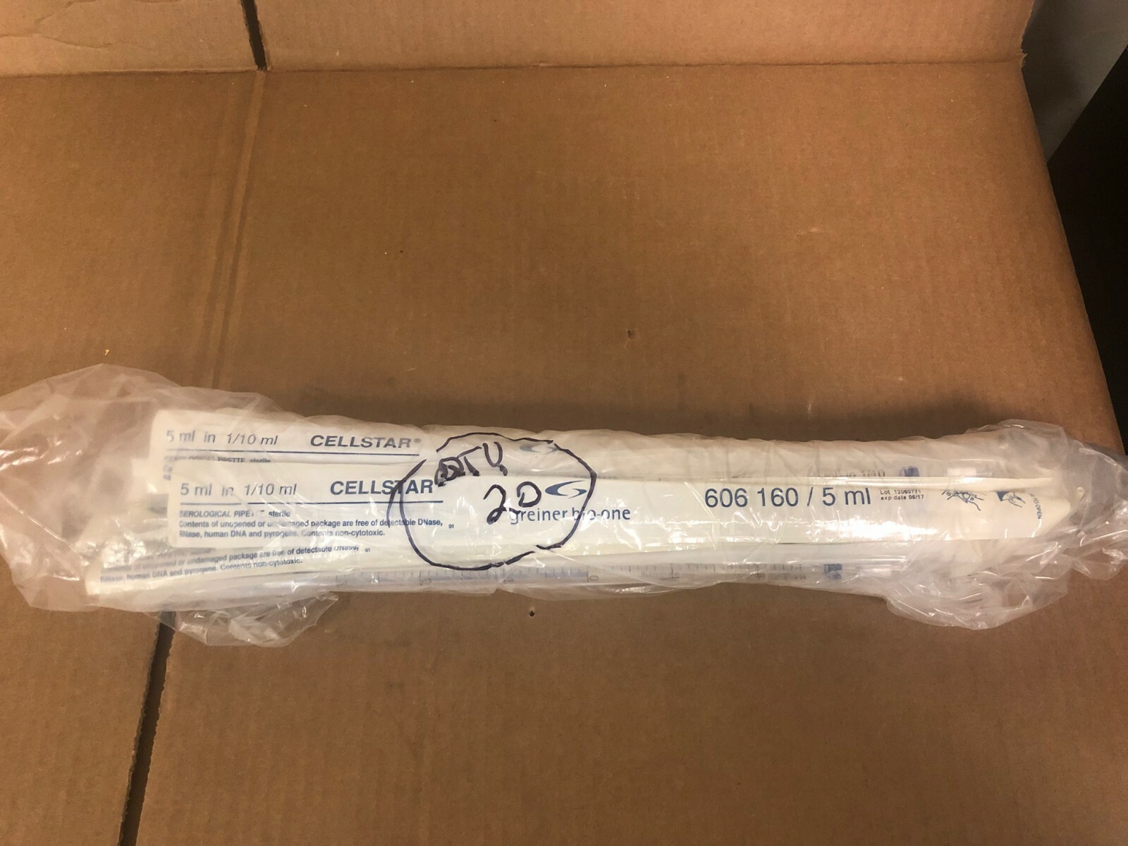 Greiner Bio One 12060771 Cell Star 5 mL Serological Sterile pipette Lot of 20