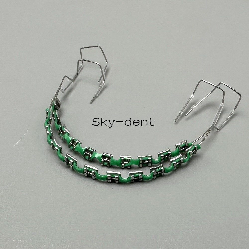2Pcs/Pack Temporary Tooth Decoration with Metal Bracket Orthodontic Power Chains