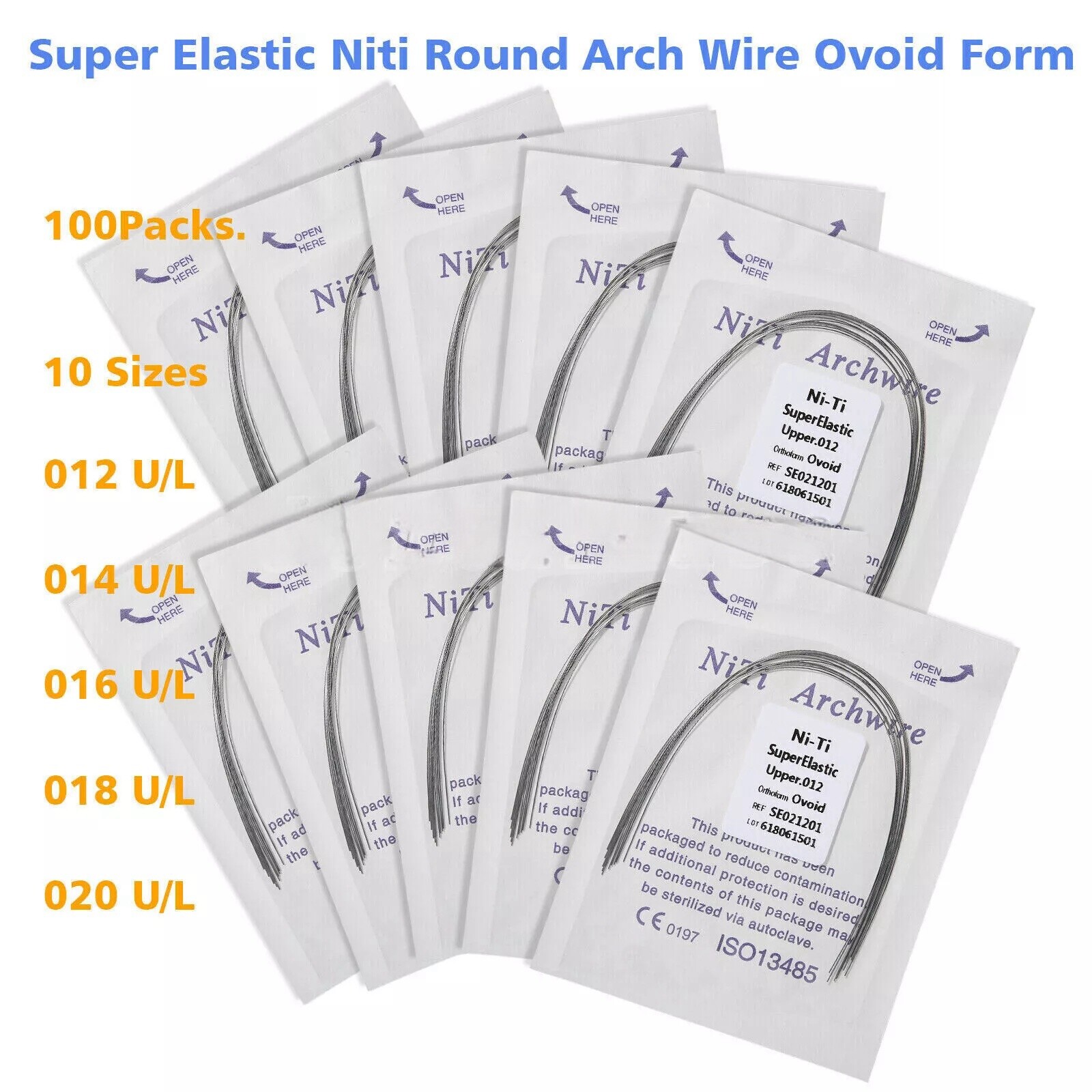 1-200 Packs dental orthodontic super elastic niti round arch wire Upper/Lower ns