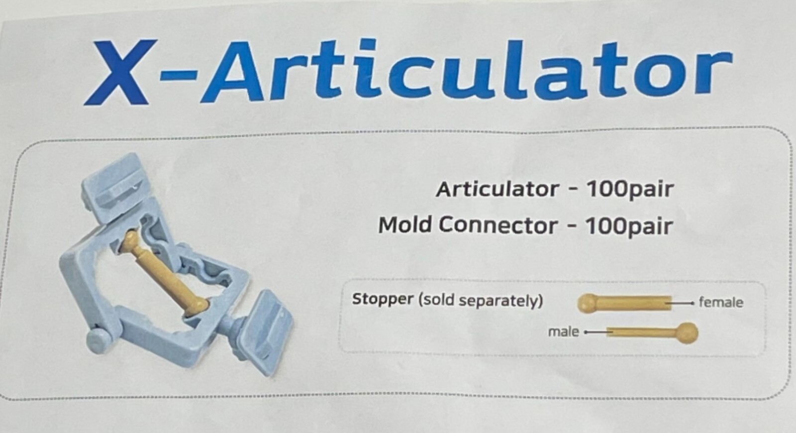 Dental Lab Disposable Articulator Plastic – Baby Blue – 100 Sets – NEW COLOR!!