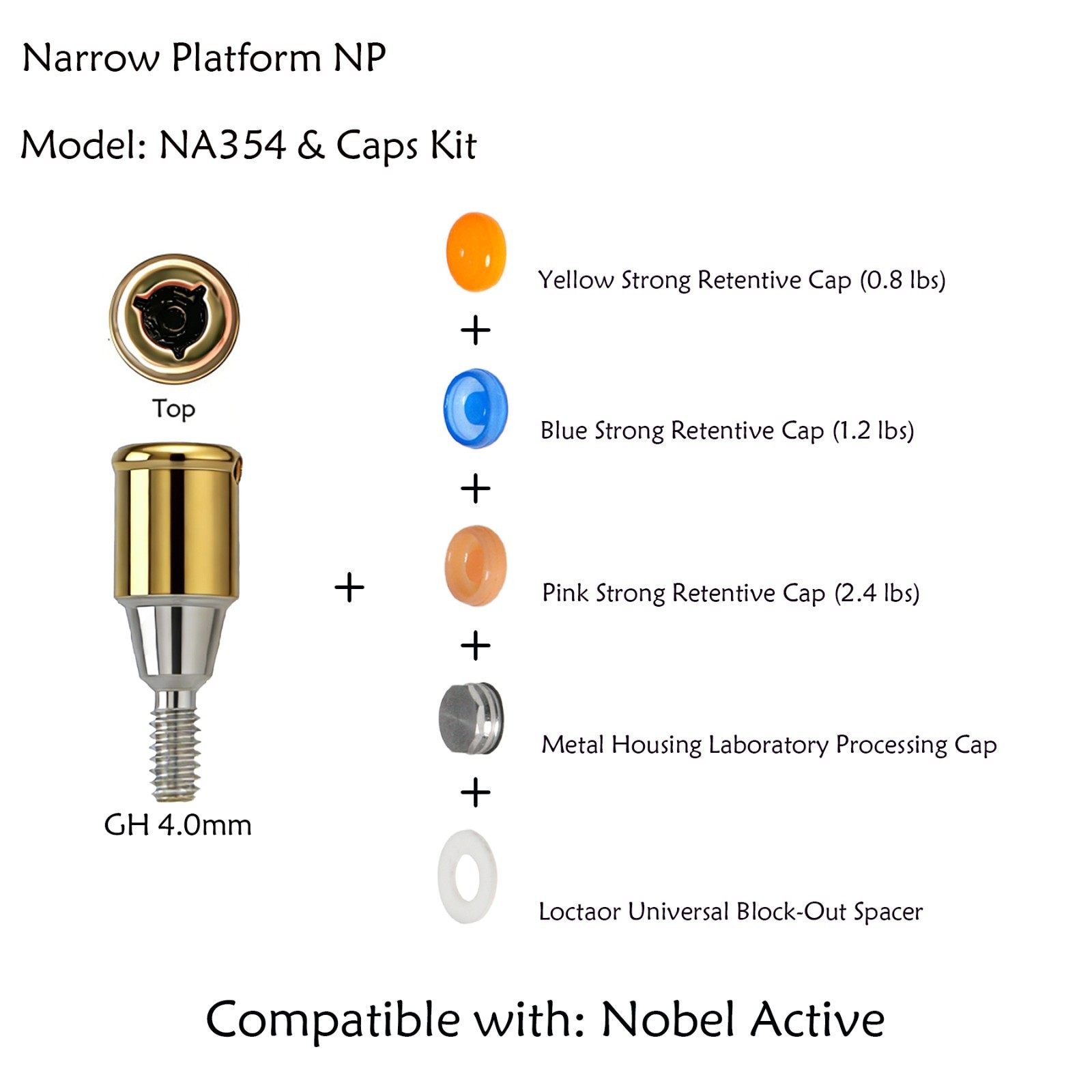 Zest Locator Anchor Abutment for NOBEL NobelActive Conical Connection NP 1-5mmGH