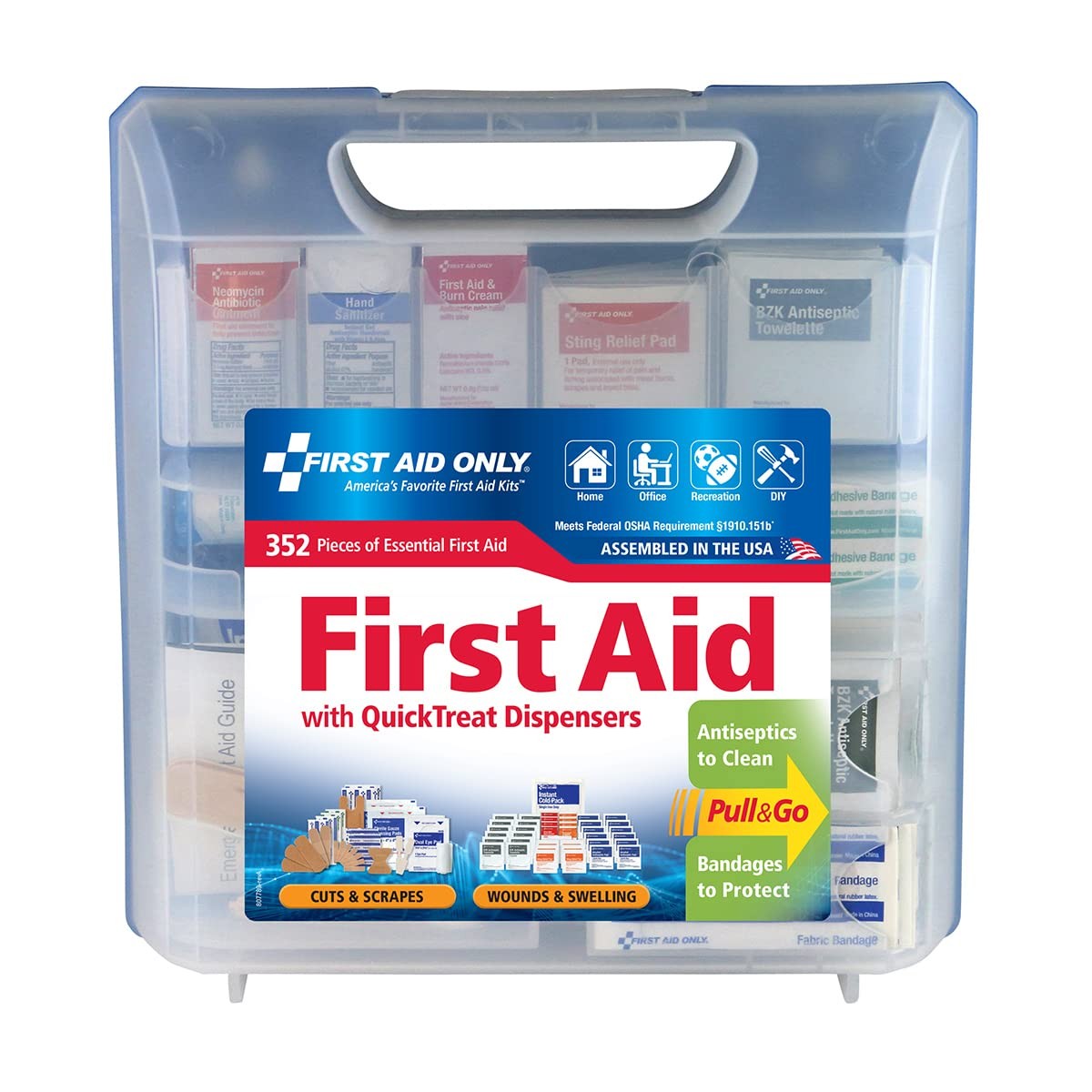 First Aid Only 91268 Quicktreat Dispenser Emergency First Aid Kit For Home Work