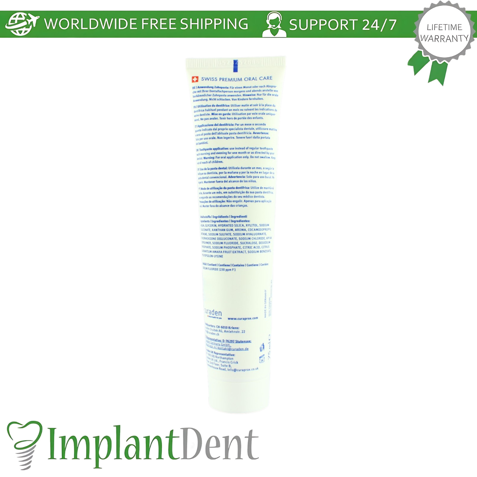 Dental Toothpaste 75ml Perio Plus CHX 0.09% Targeted Oral Care Routine Curaprox