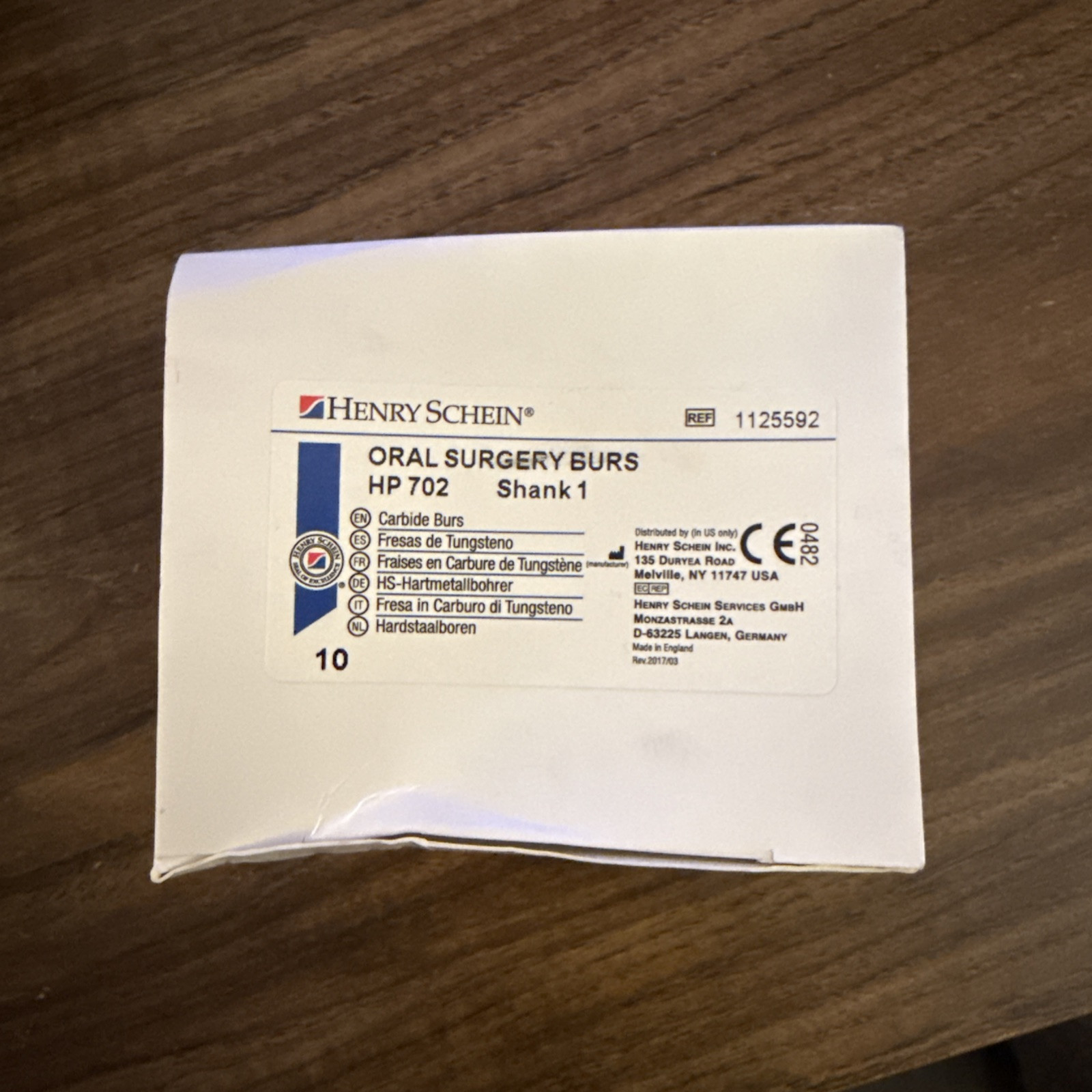 HENRY SCHEIN Flat End Taper HP 720 2 Carbide Burs Oral Surgery 10/pk 1125592