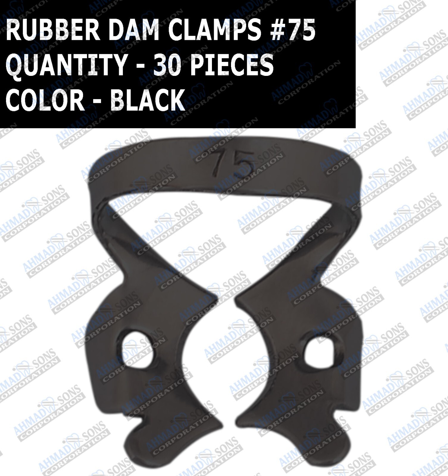 30 PCS Endodontic Rubber Dam Clamps #75 Dental Molars Lower Restorative Black