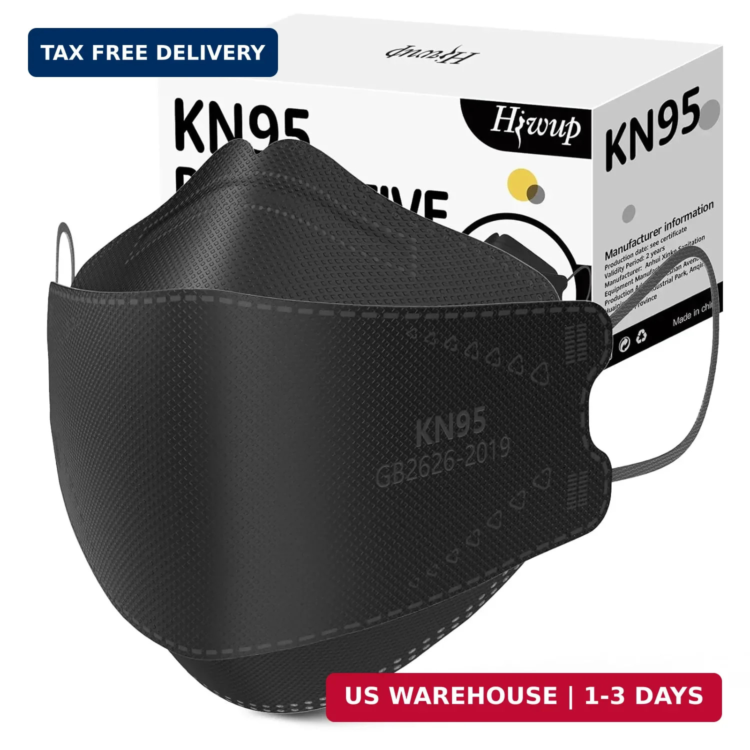 KN95 Face Masks 50 Pack, Breathable Comfortable and Disposable KN95 Mask, Black