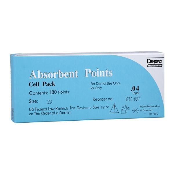 Dentsply Sirona 670187 Absorbent Paper Points Sterile .04 #20 180/Pk