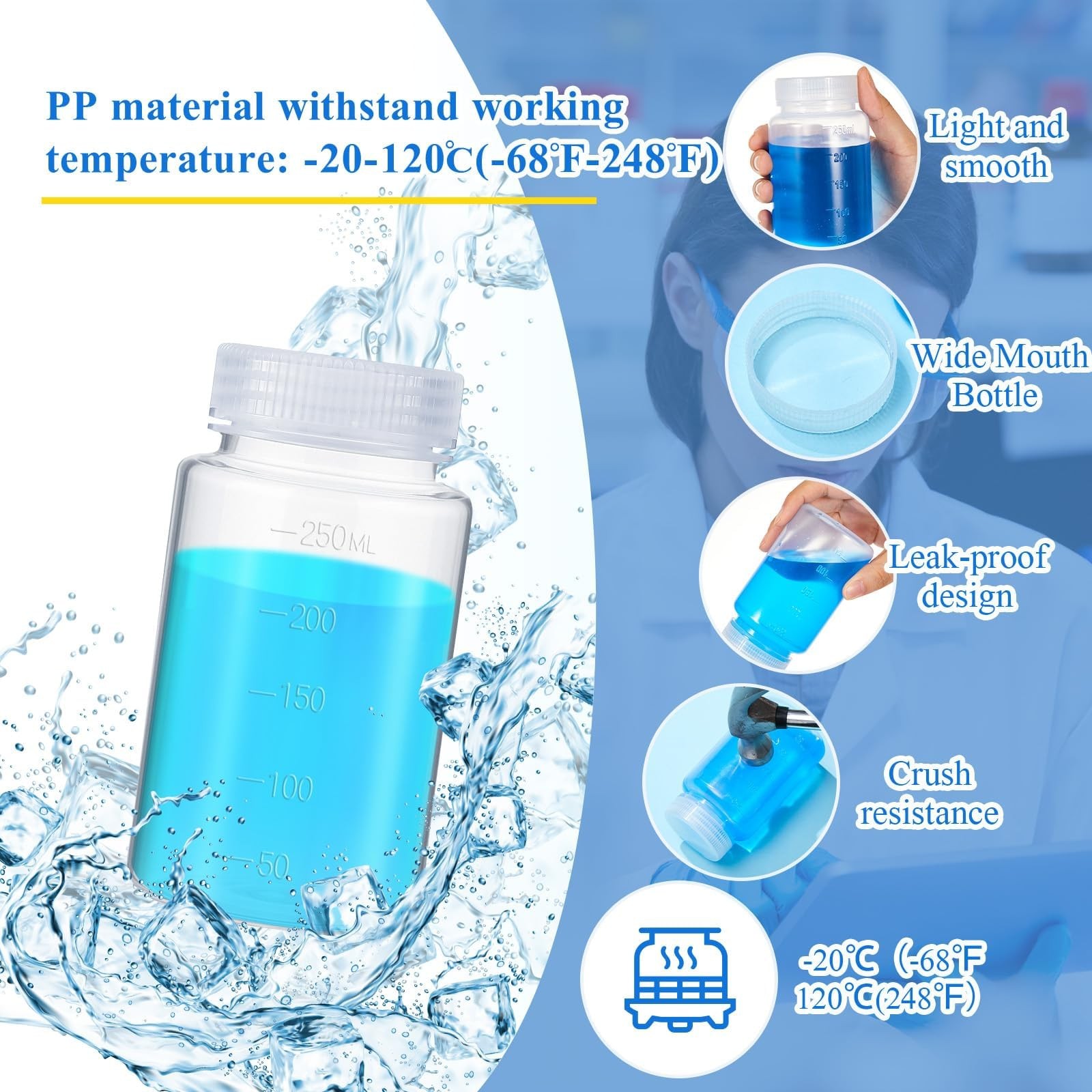 Tatuo 12 Pcs 8oz 250 ml Plastic Sample Bottles with Screw Cap, Liquid Contain…