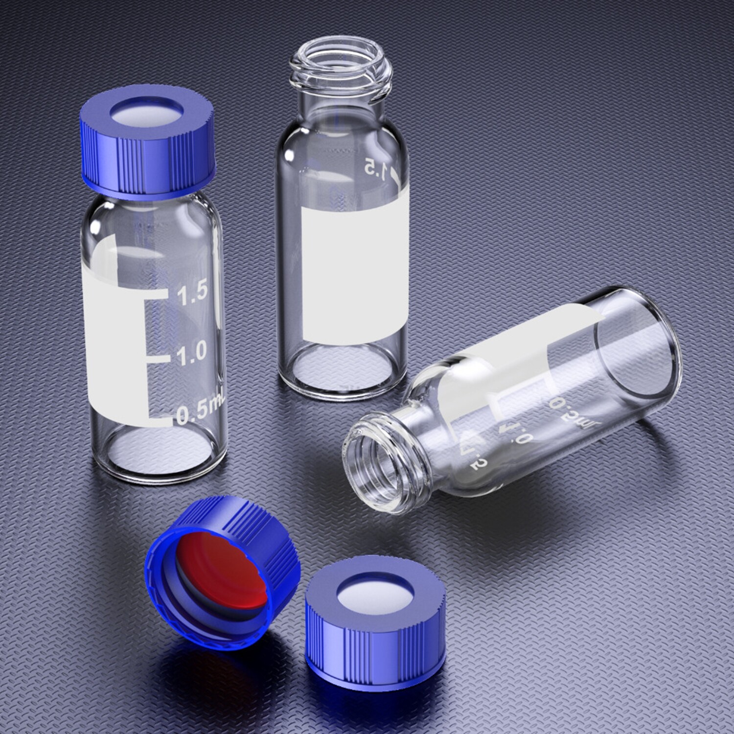 1000PCS 2ml Autosampler Clear Glass Vials +Screw Cap White Silicone Red PTFE LAB