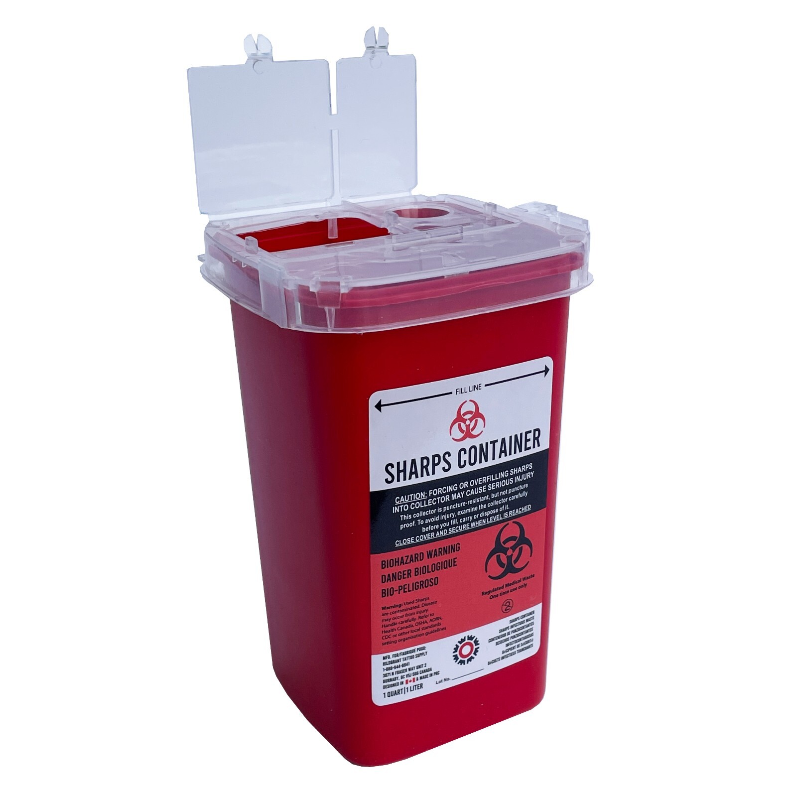 SHARPS CONTAINER 1 & 2 QUART/LITER -Needle Disposal Phlebotomy Tattoo Dental