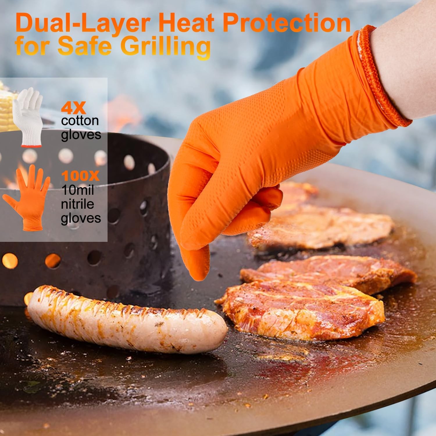 ANBOSON BBQ Gloves for Grilling Disposable Heat Resistant 100 Nitrile Gloves…