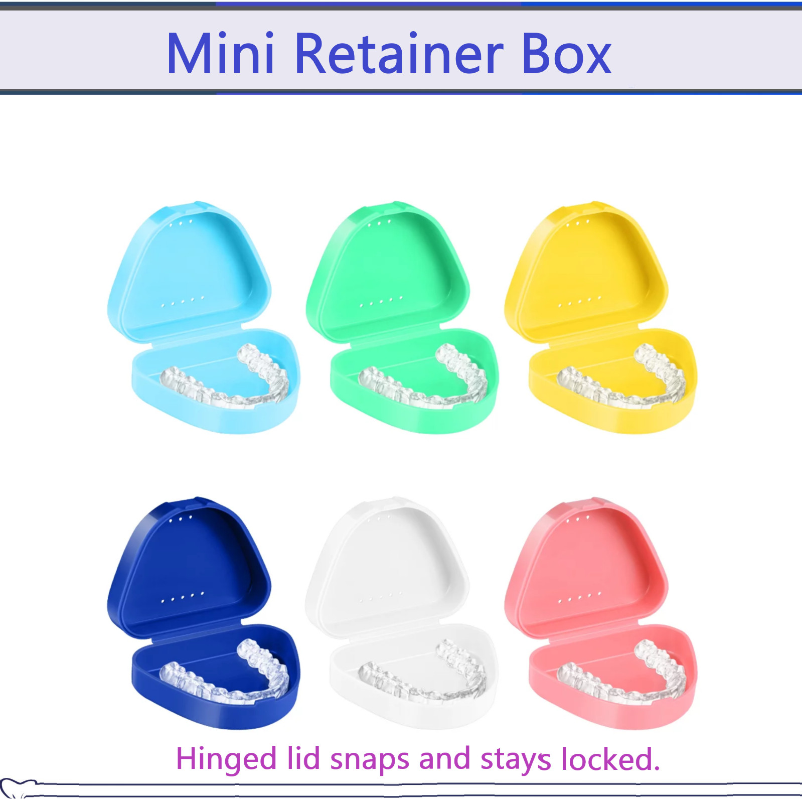 Dental Retainer Box Ortho Pocket Size Denture Appliance Guard Snap Lock 5/8 Deep