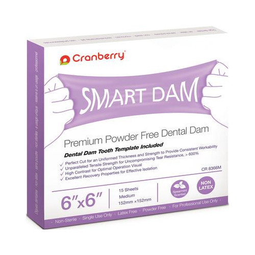 Cranberry CR8366 Smart Dam Non-Latex Spearmint Scent 6″x6″ Purple 15/Box