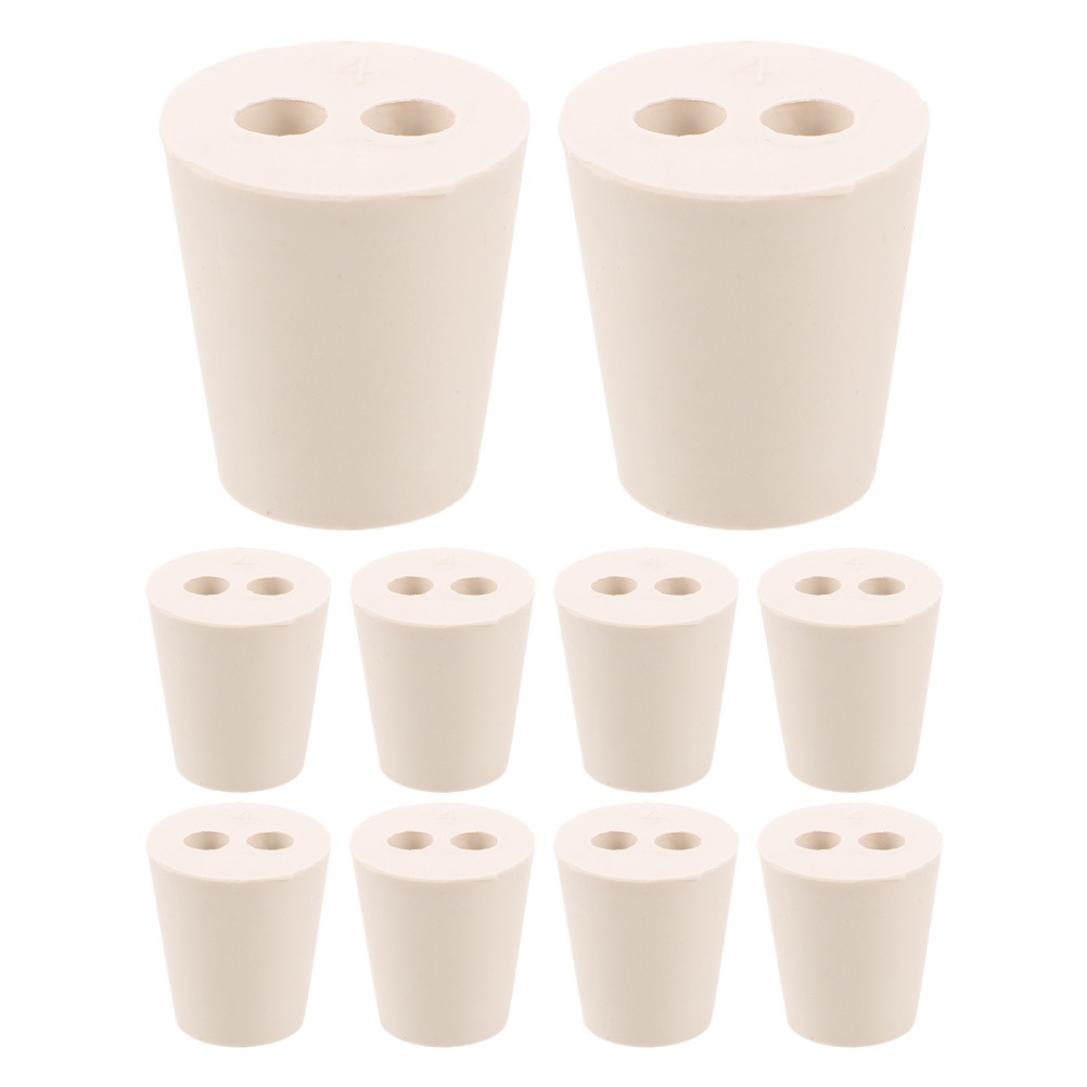 10 Pcs Rubber Experimental Stopper Bungs Stoppers Flask with Hole Cork