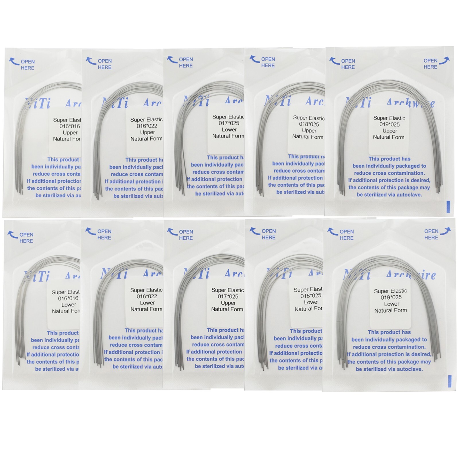 Dental Orthodontic ArchWire Super Elastic NiTi Stainless Steel Round Rectangular