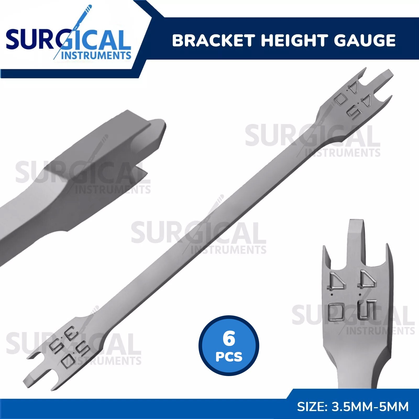 6 Bracket Height Gauges 3.5mm-5mm Dental Orthodontic Instruments German Grade