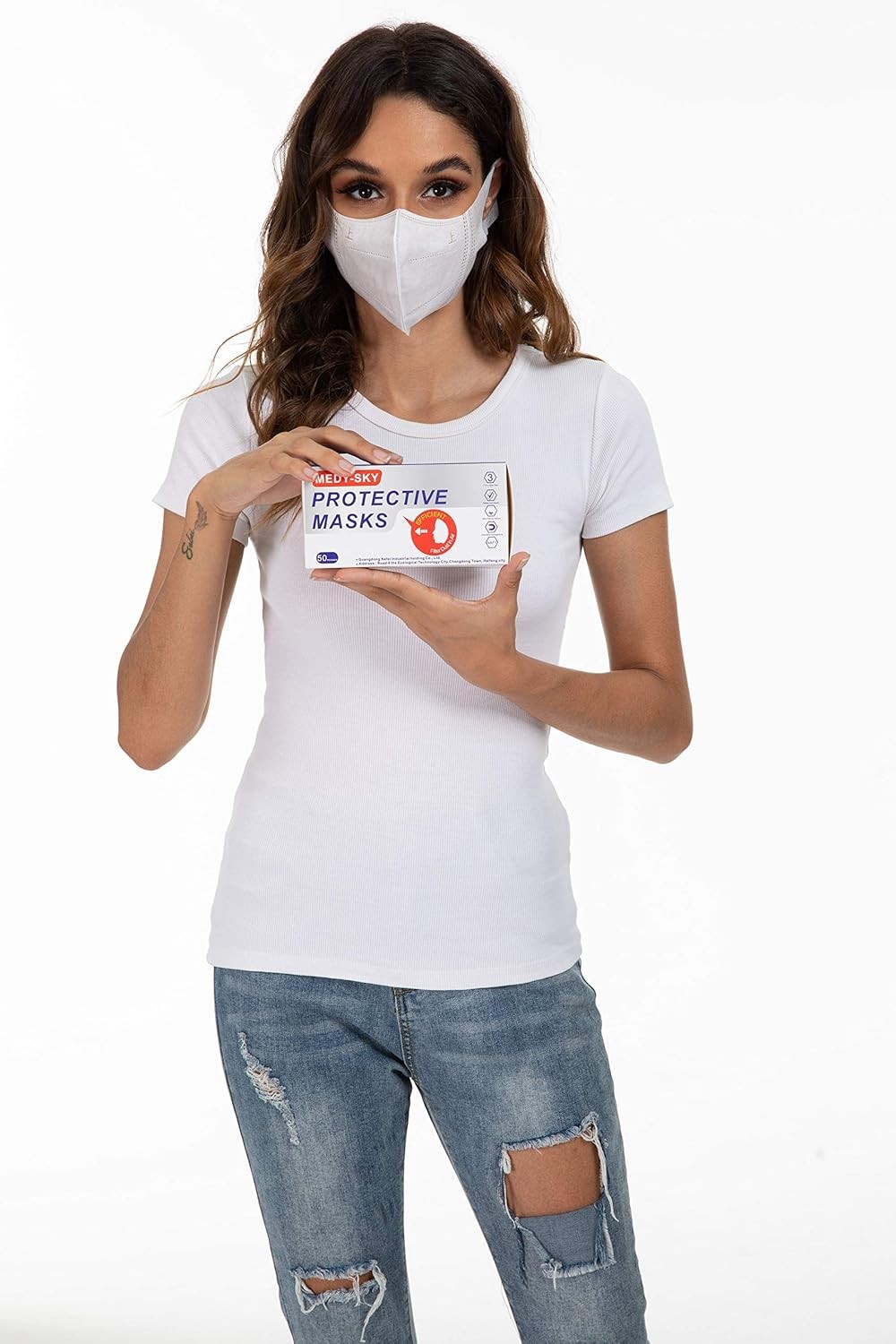 Medi-sky 3D Disposable Mask for 1 Count (Pack of 50), 3d White Disposal