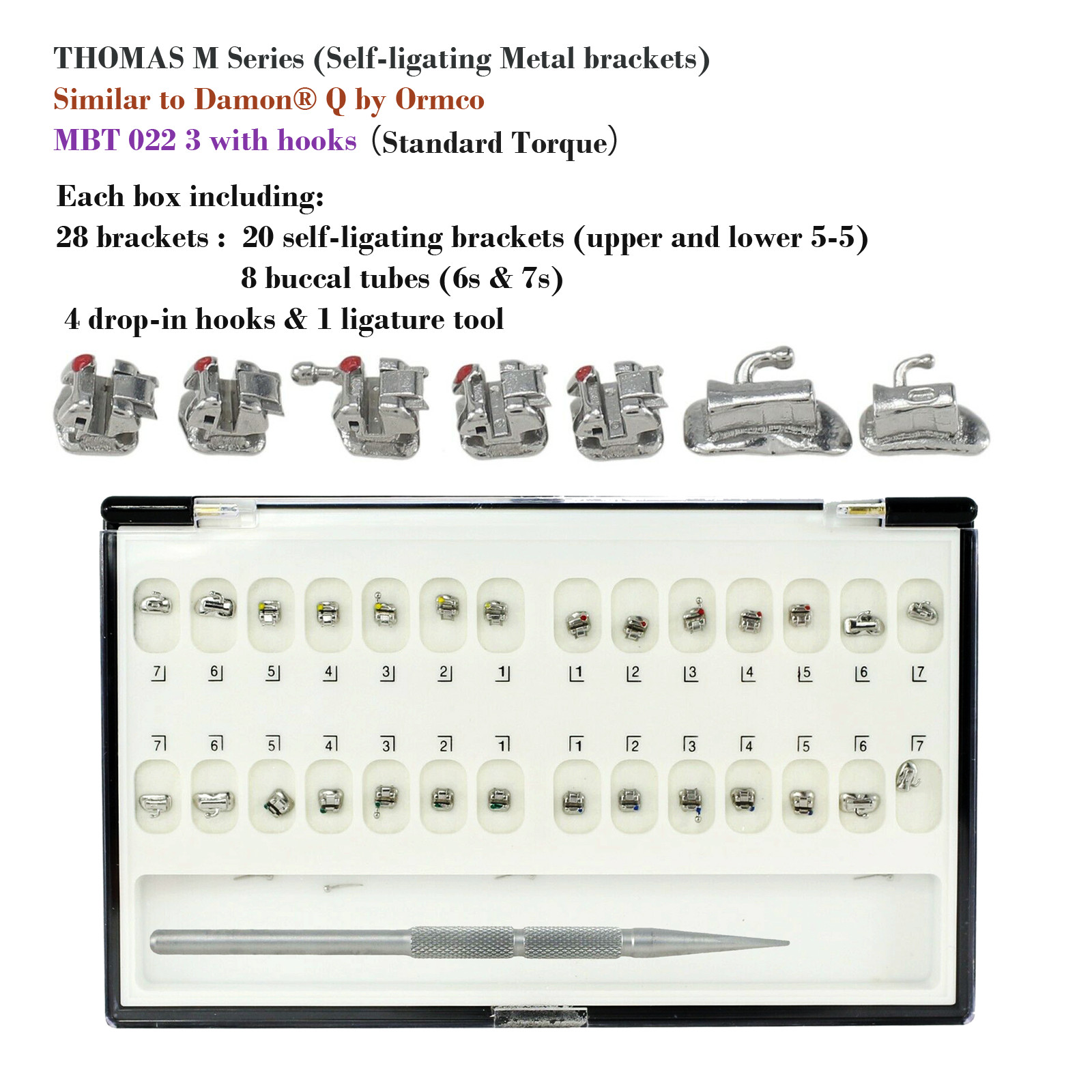 Dental Orthodontic Brackets Braces Mini Standard Roth MBT.022 Damon Q Empower