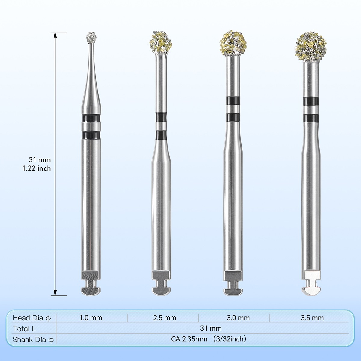 Dental Degranulation Diamond Burs Kit Osseous Debridement Soft Tissue Removal