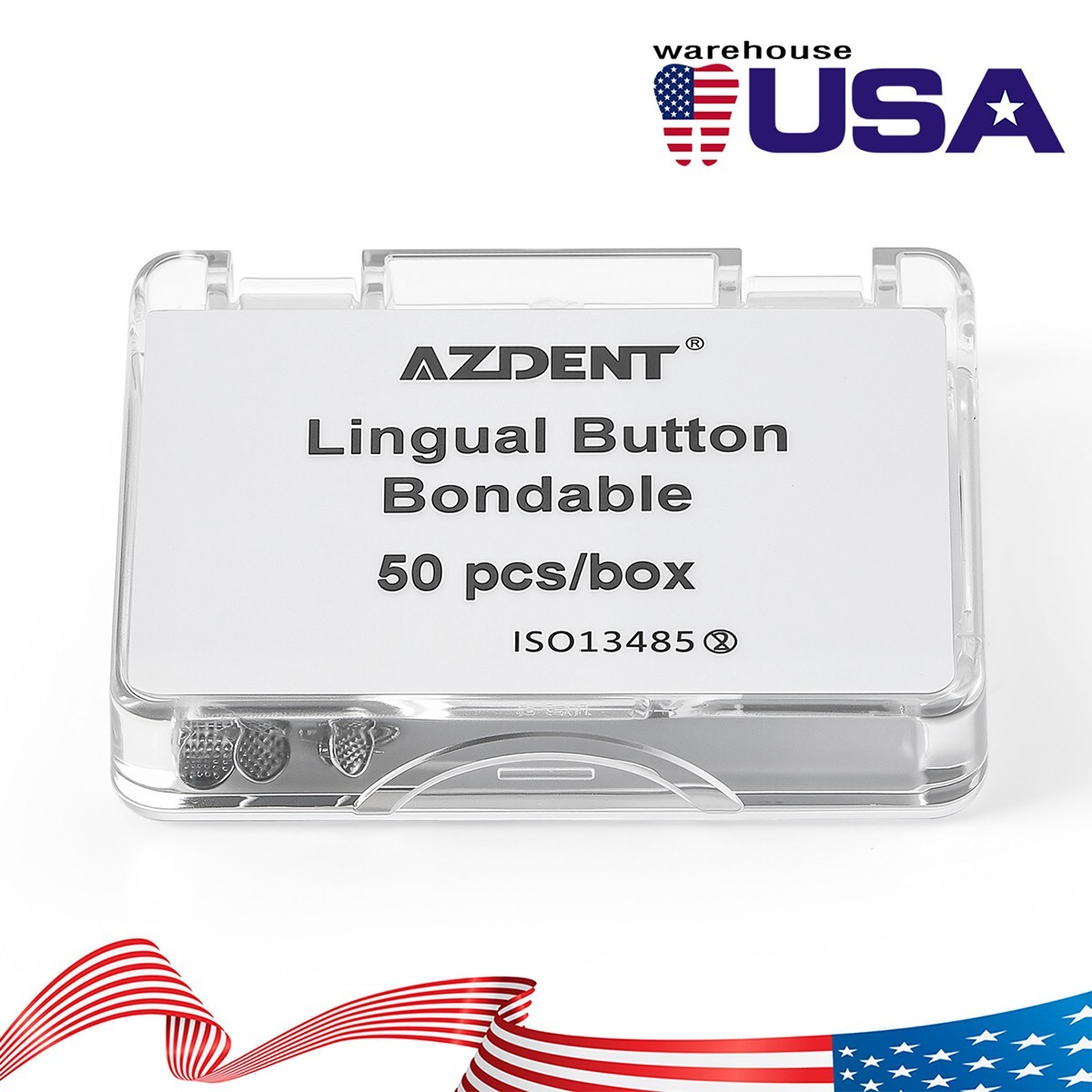 50pcs Dental Orthodontic Lingual Buttons Bondable Monoblock Round Base AZDENT