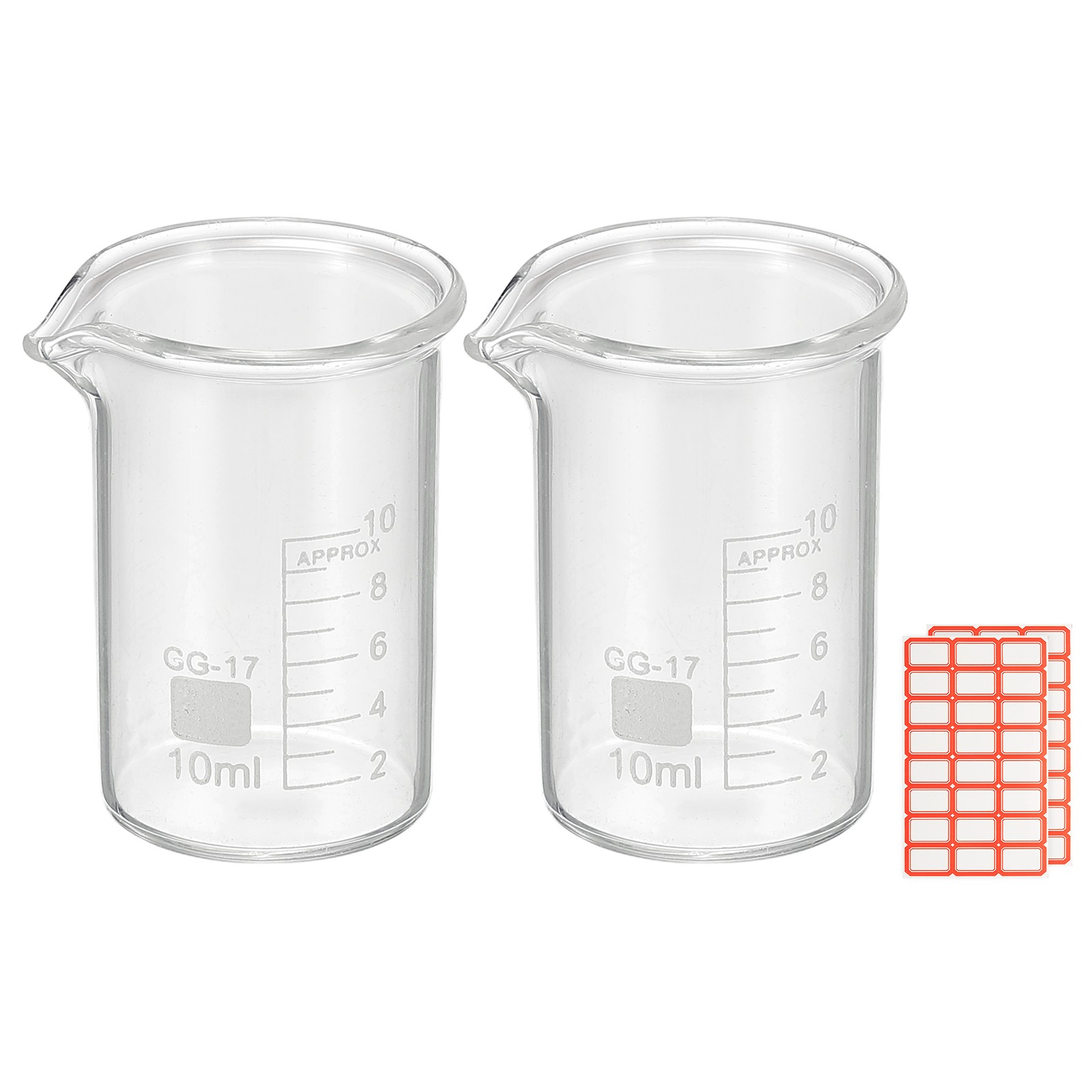 10ml Glass Beaker, 2 Pack Measuring Glass Beaker Graduated Borosilicate Cups