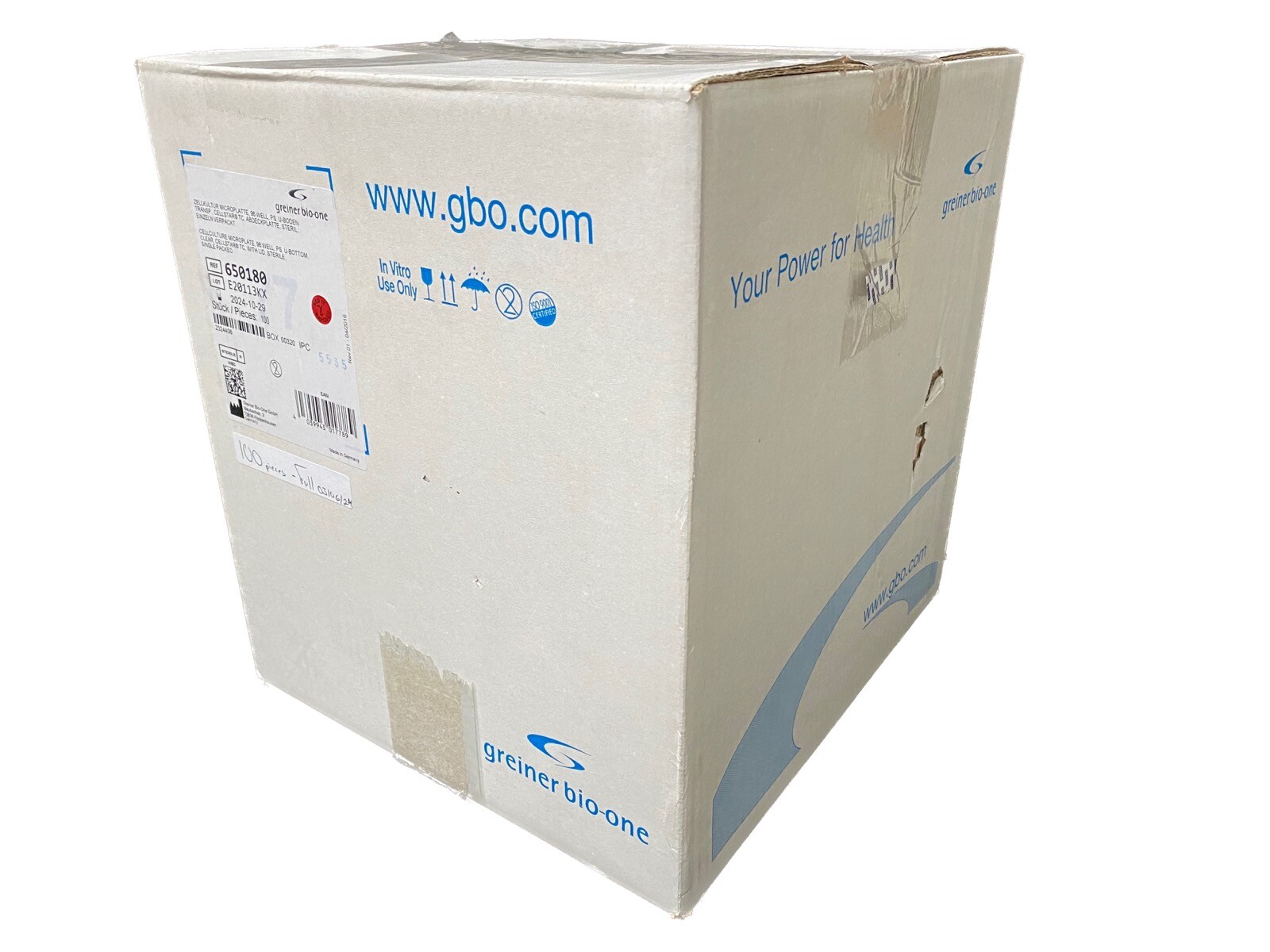 GREINER BIO-ONE 96-Well U-Bottom Sterile Cellculture Microplate 650180 (100/cs)