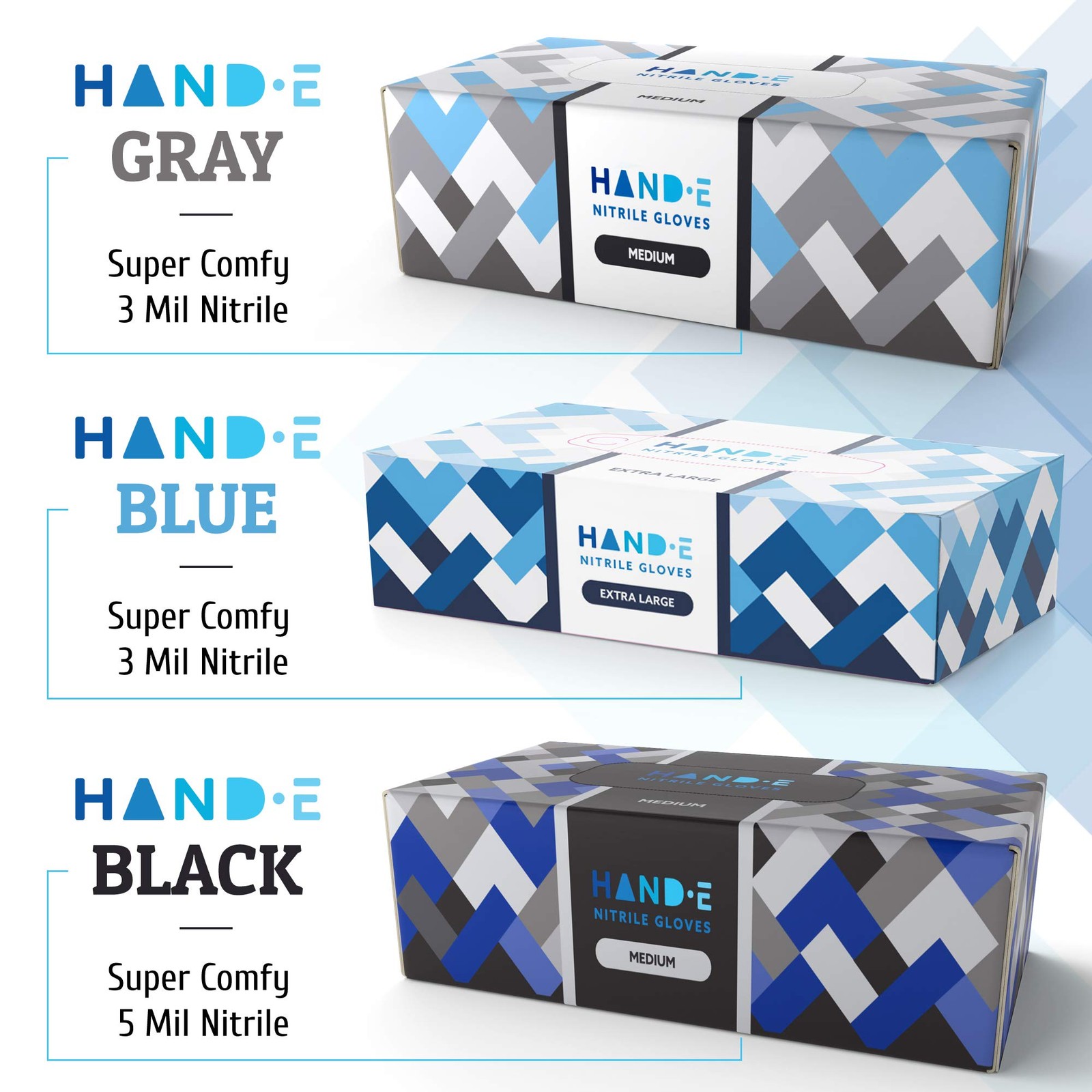 Hand~E Blue Nitrile Disposable Gloves Large 100 Count, Latex~Free, Powder~Free