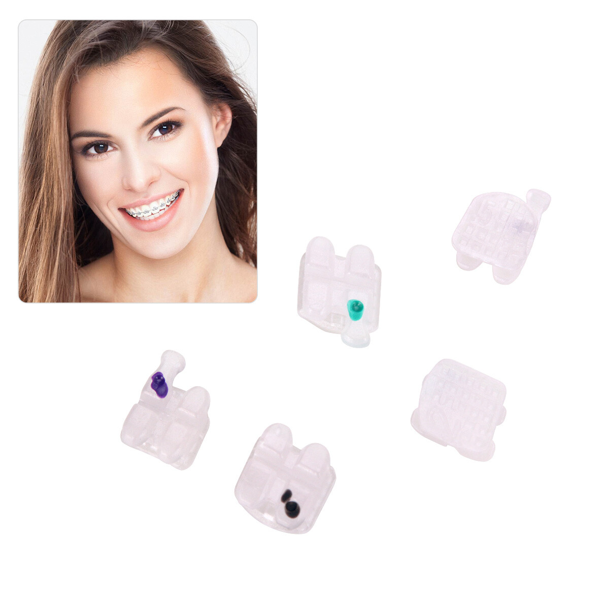 AZDENT Dental Orthodontic Clear Ceramic Brackets Braces Roth/MBT 022 Hooks 3-4-5