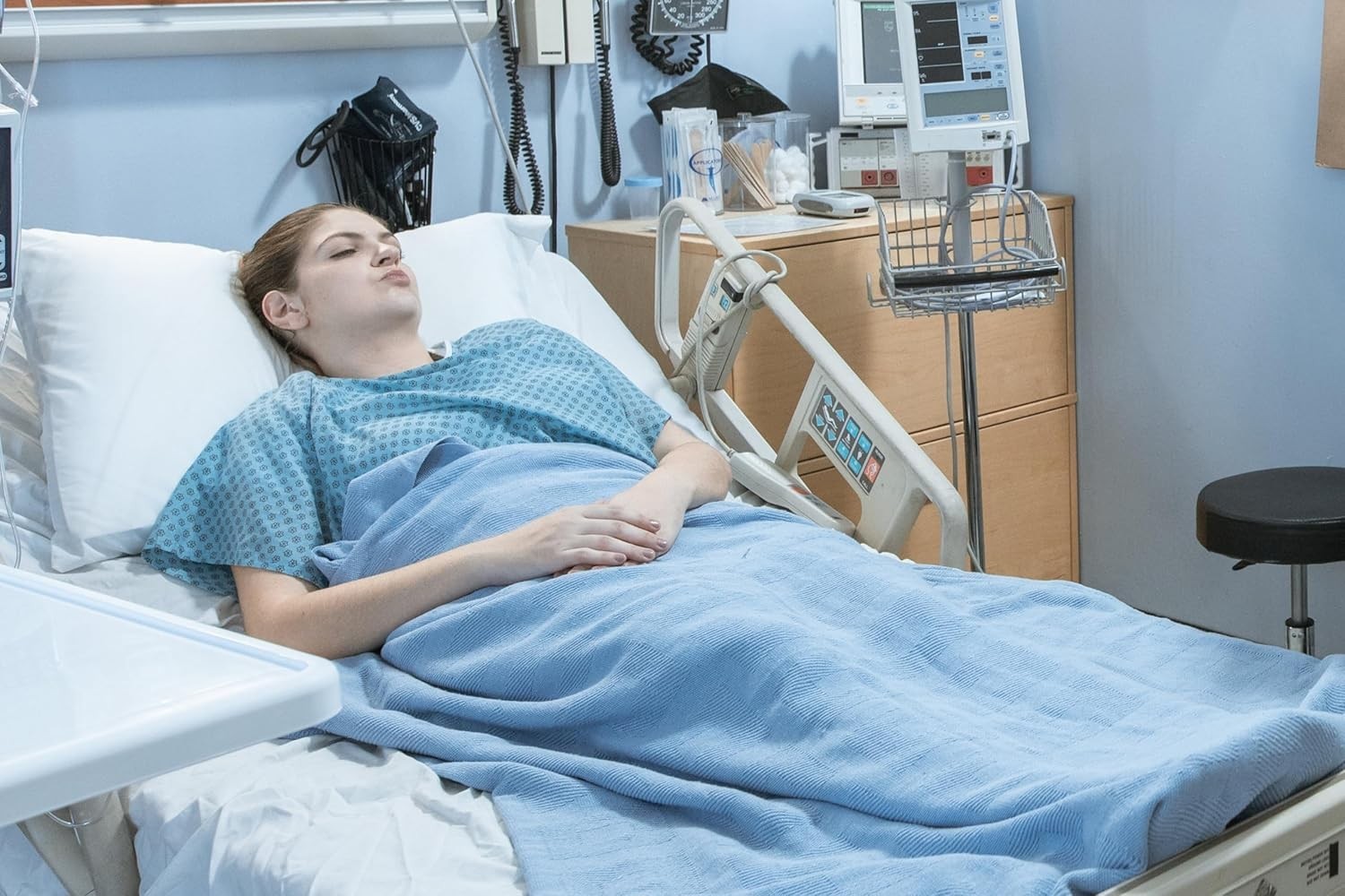 3 Pack – Blue Hospital Gown with Back Tie / Hospital Patient Gown with Ties -…