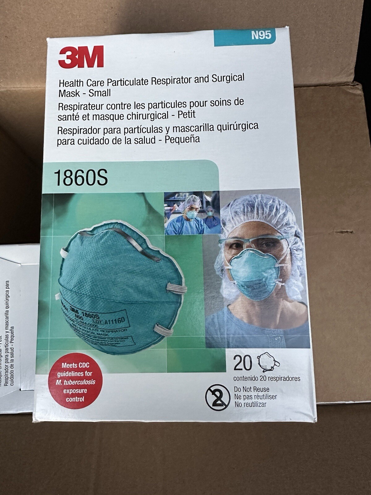 Case of 6 Boxes, 3M 1860S N95 Surgical Masks Particulate Respirator 120 Mask