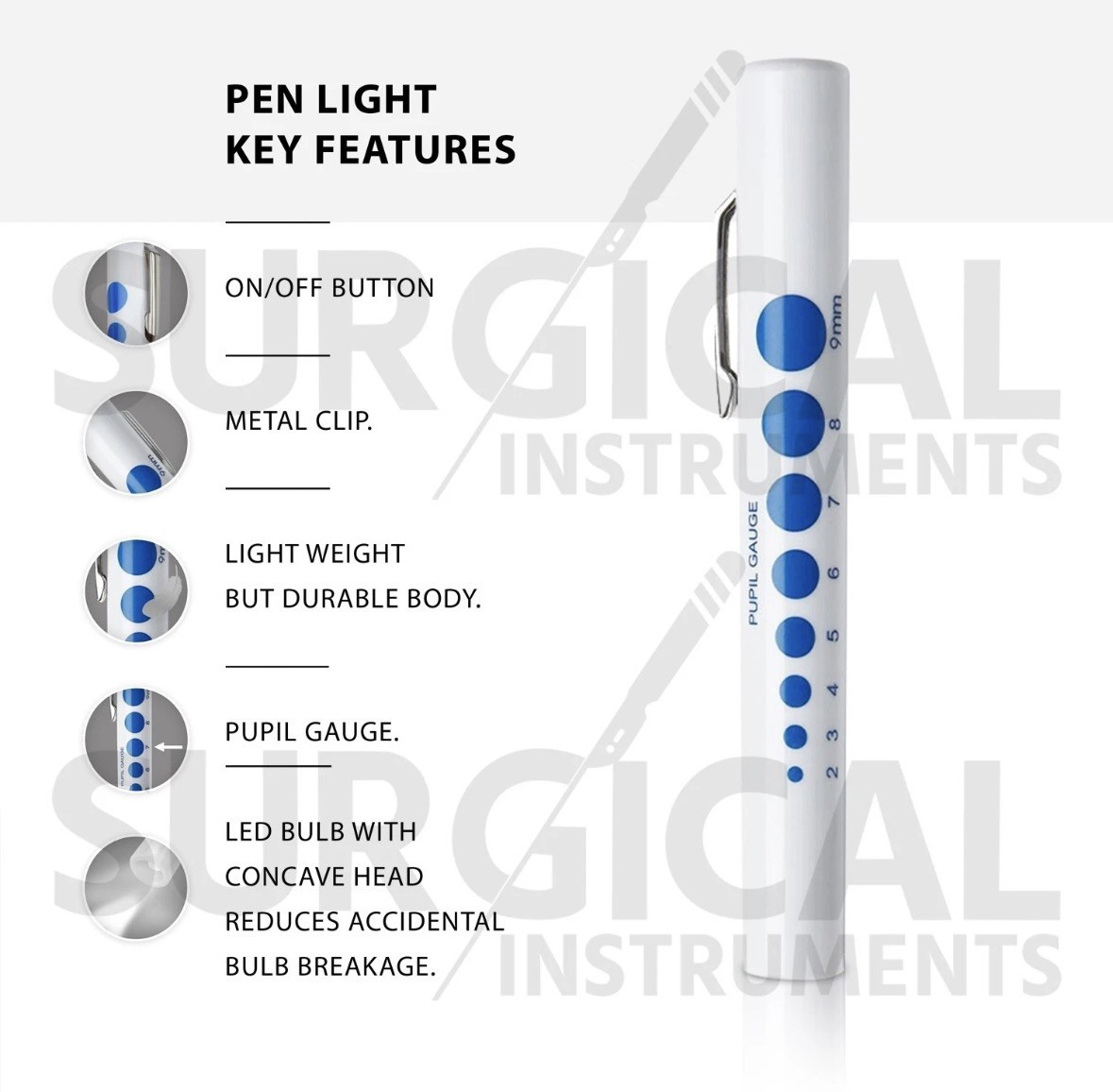 12 Pcs Disposable Penlights Diagnostic ENT, EMT Emergency Medical Instruments