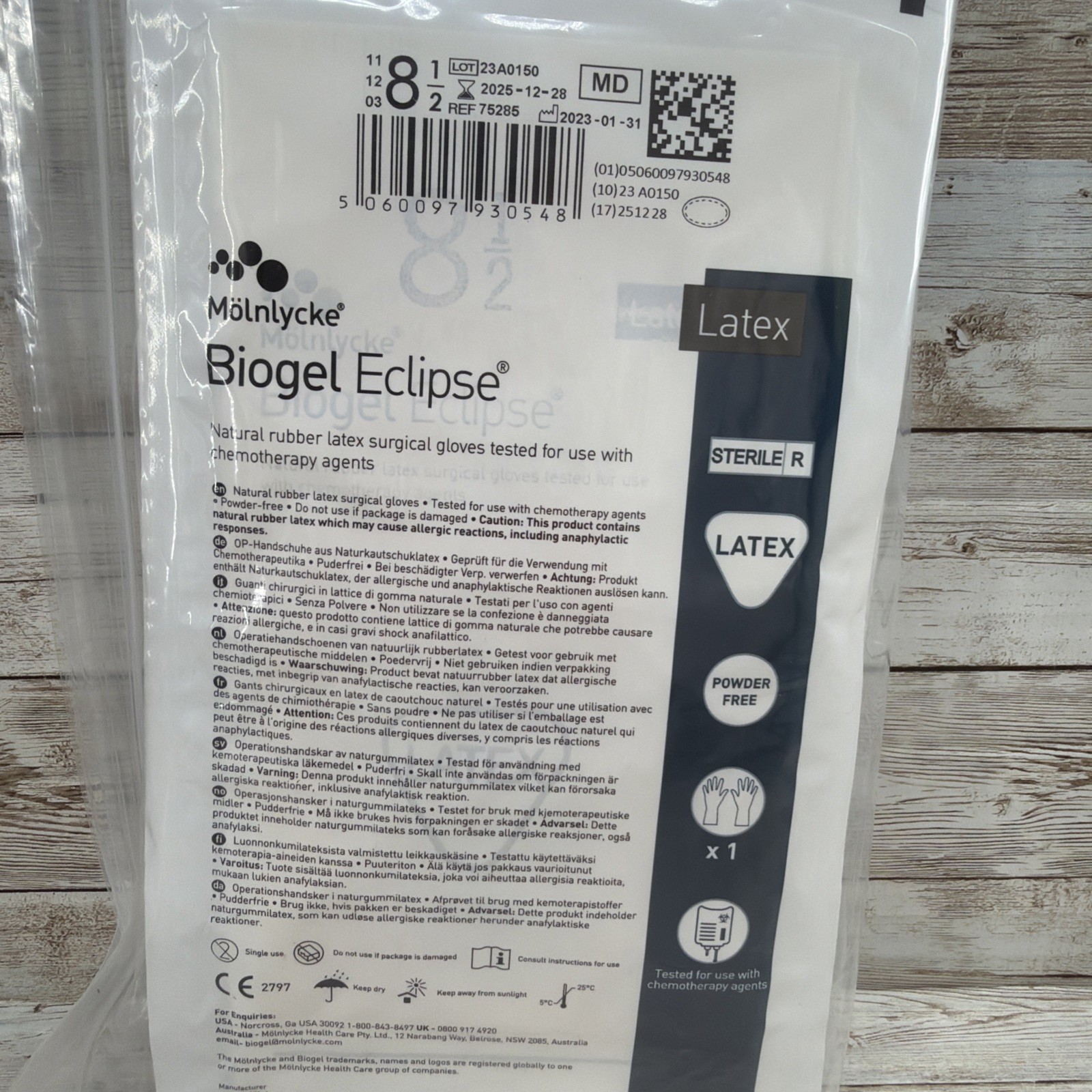 Biogel Eclipse LATEX Surgical Gloves *5 Pair* Molnlycke Size: 8.5 *See Dates*