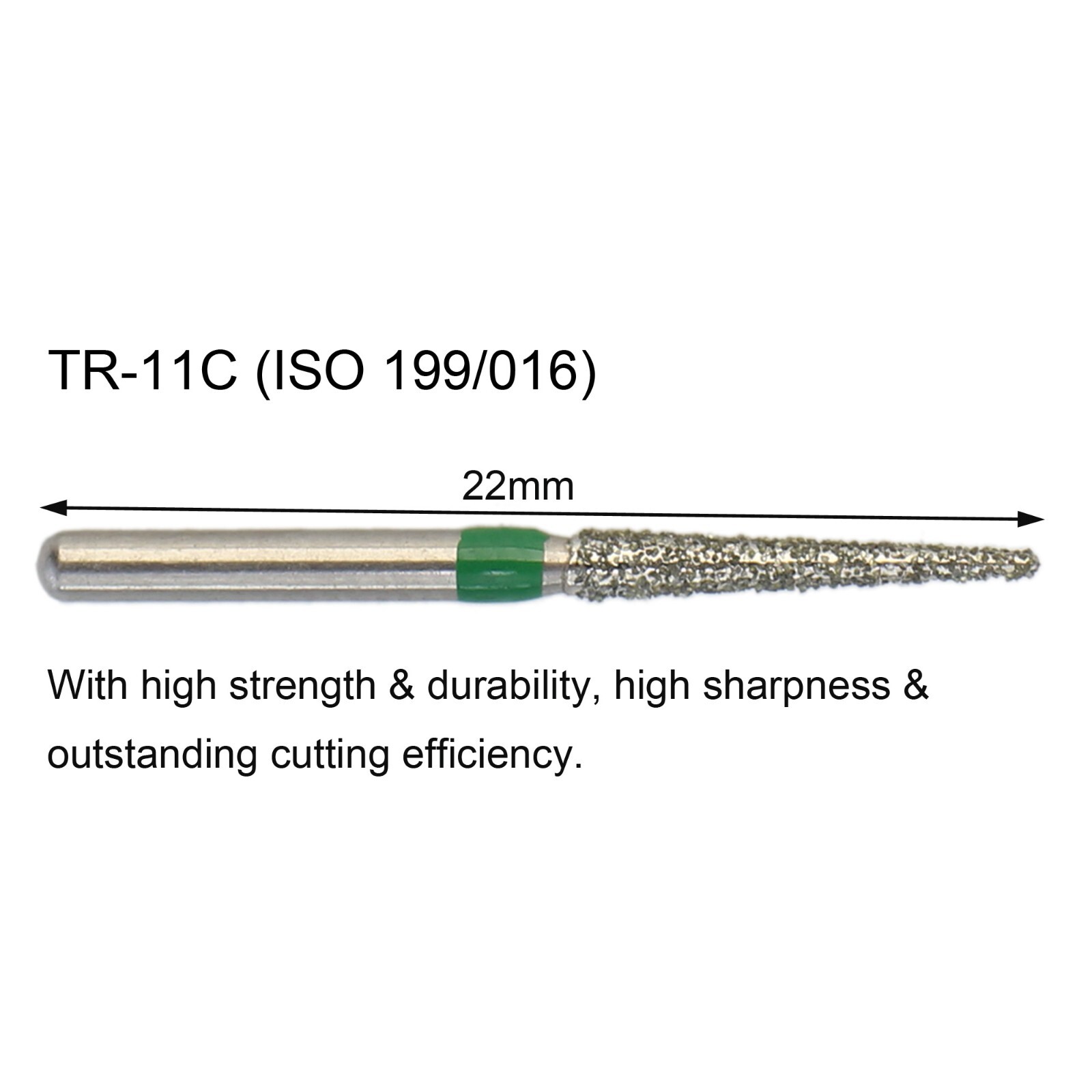 Dental Diamond Burs FG Taper Flat End TR-11C Coarse Grit Green for High Speed