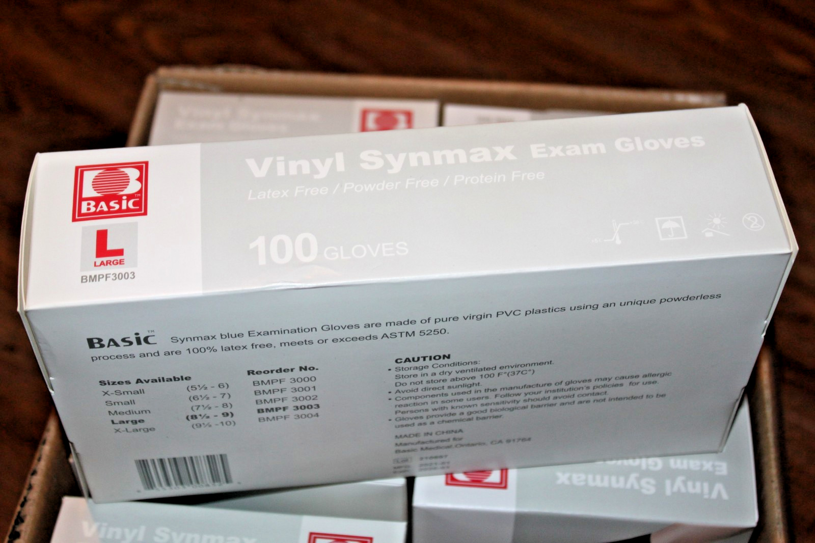 800 BASIC Vinyl Exam Gloves Latex-Free & Protein Free 100/Box, 800 Gloves total.