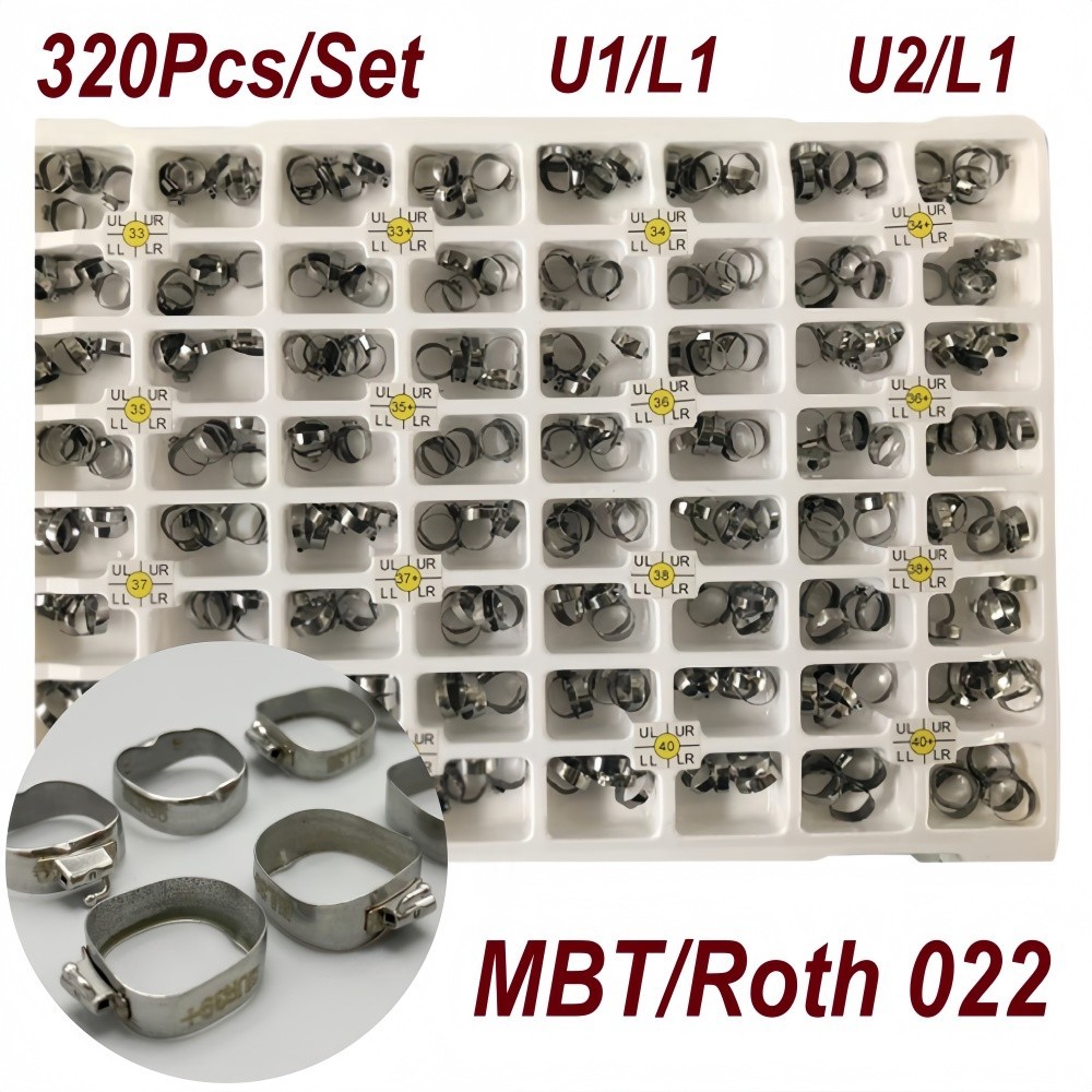 320pc Dental Orthodontic Plain Molar Bands Roth MBT 022 #34-41+ 1st Buccal Tubes