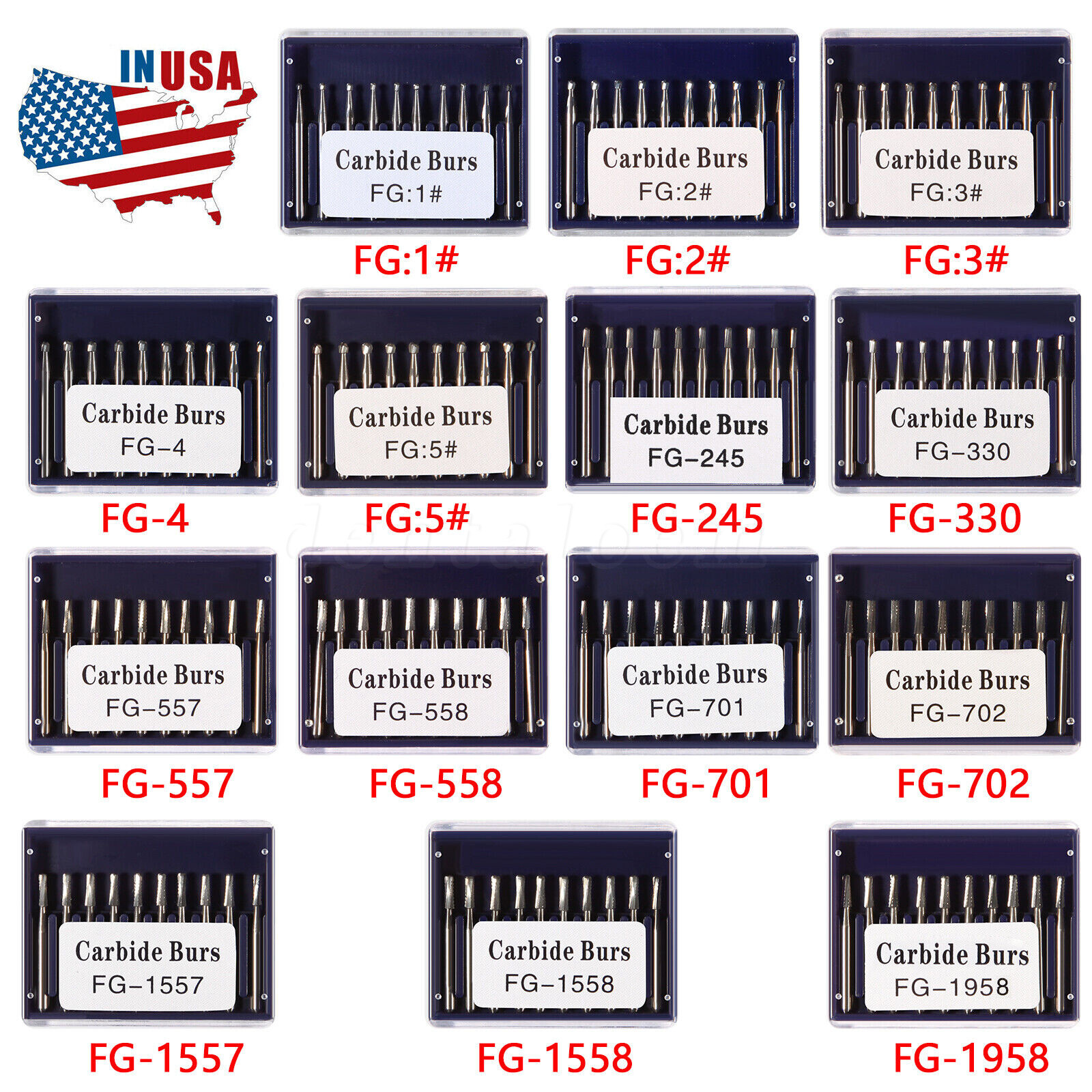10-100 pcs Dental Tungsten Carbide Tungsten Steel Burs for High Speed Handpiece