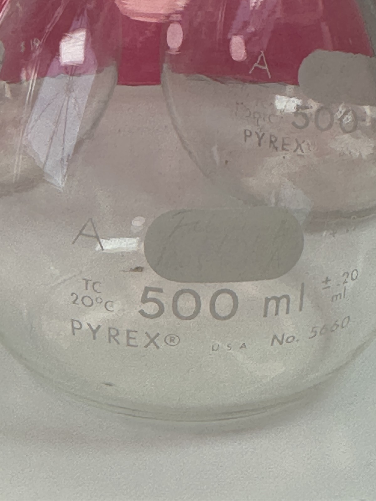 PYREX 500ml Class A Volumetric Flasks TC 20°C Lab Glassware (Lot of 5)