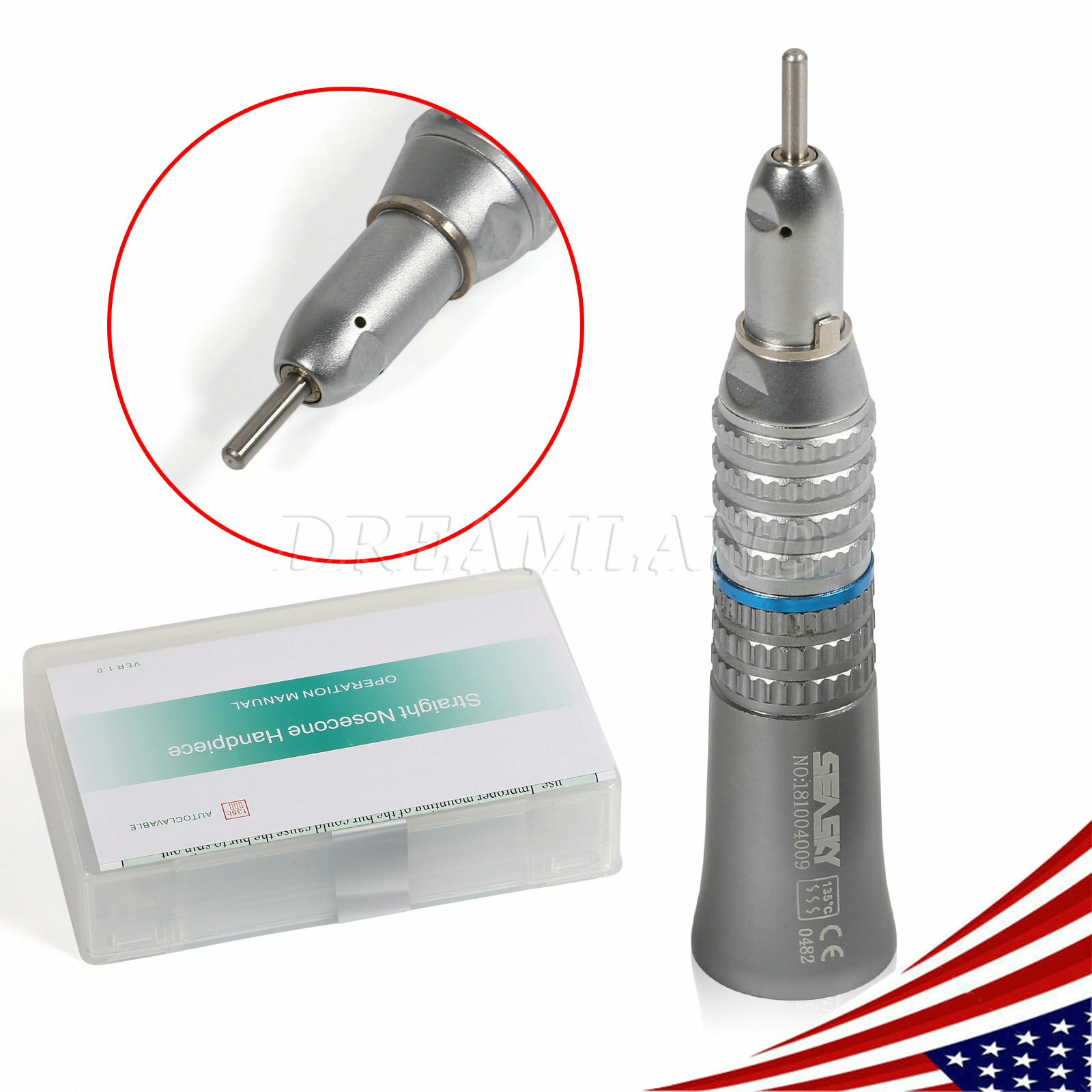 Dental low speed 1:1 Straight handpiece NoseCone E-type Fit Prophy Angle US