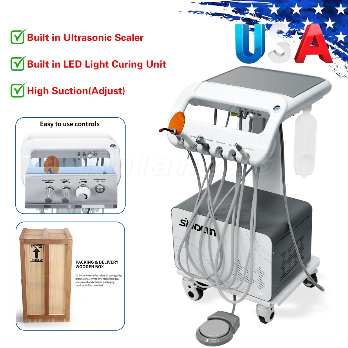 Portable Mobile Dental Delivery Unit System Air Compressor Strong suction FDA&CE