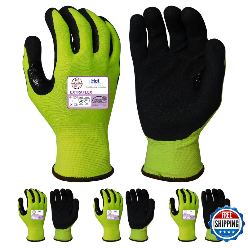 Armor Guys Extraflex Protective Work Gloves Gray Nylon Liner – Ansi 3 Abrasion