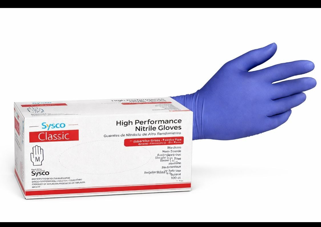 SYSCO Nitrile Gloves Blue Size Medium 100ct Powder Free Medical Exam