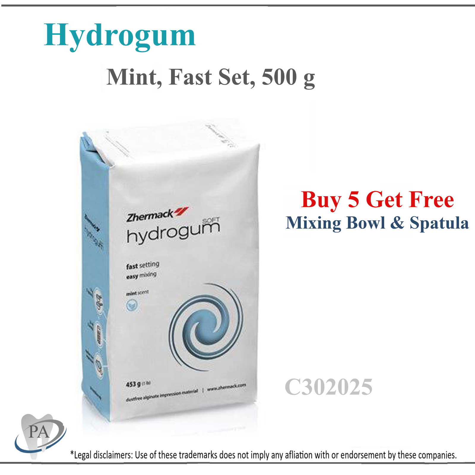Dental Alginate Hydrogum Mint, Fast Set, 500 g, Dust Free, Thixotropic, C302025