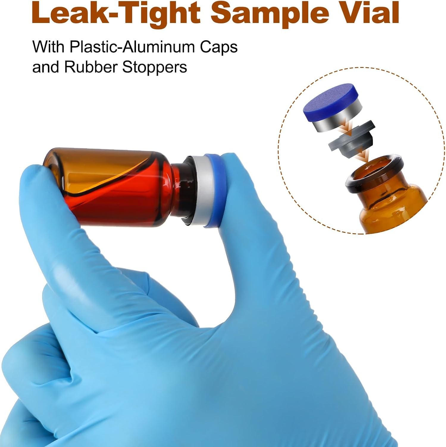 100/500/1000Pcs 10ml Lab Sample Vials Amber Glass Vials with Caps Headspace Vial