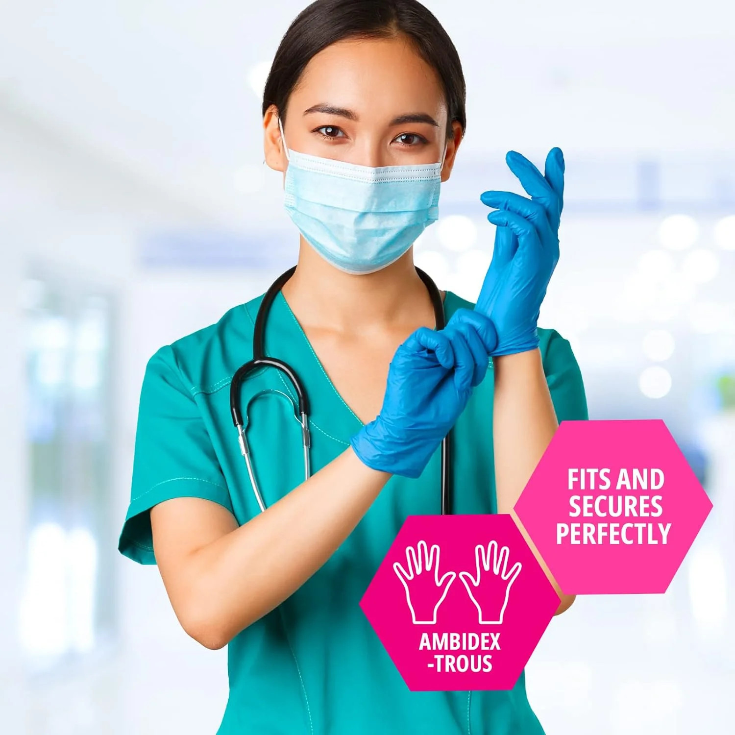Nitrile Gloves Powder-Free Disposable Gloves – Blue, 200-Pack, Latex Free Non-St