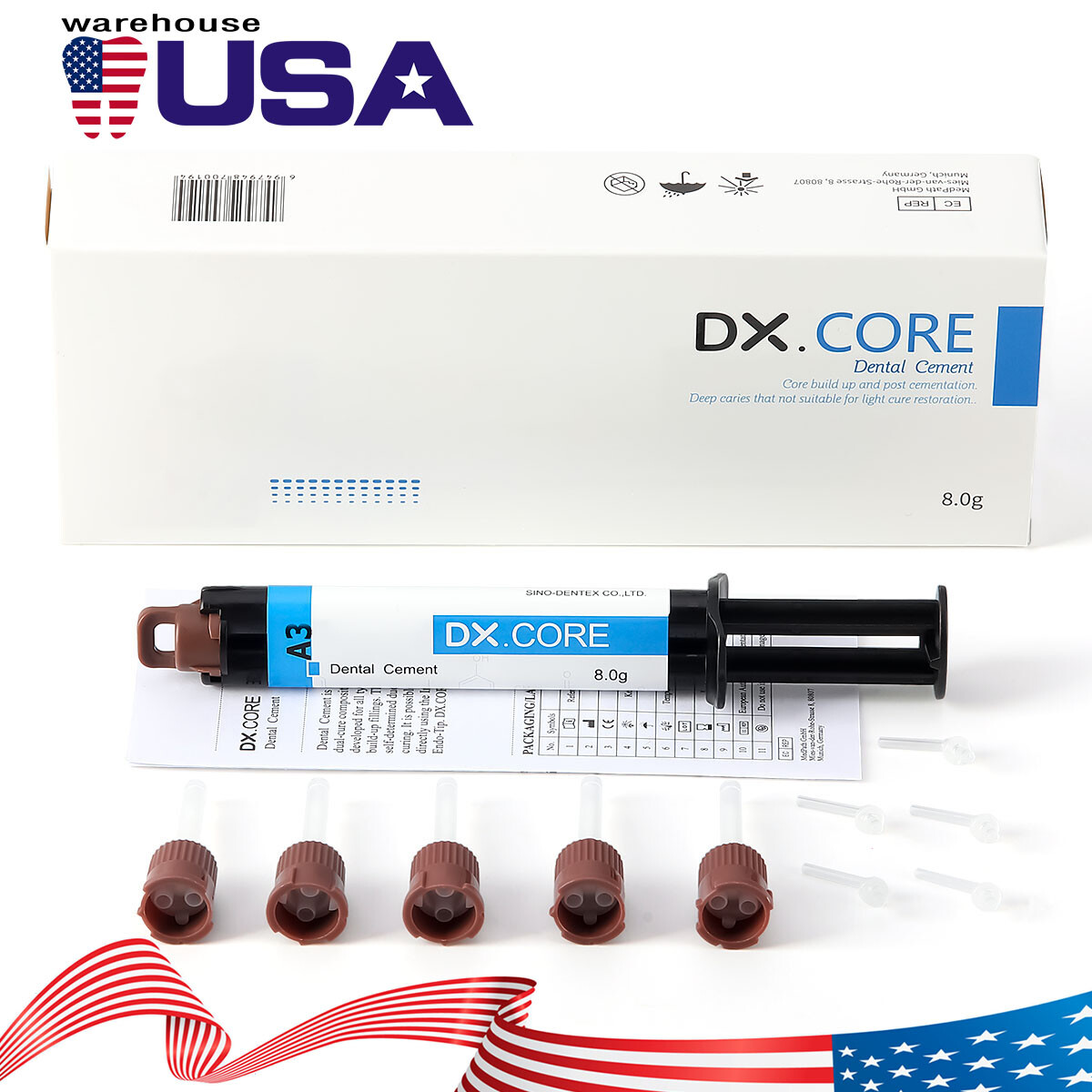 Dental Dentex Dual Cure Flowable Composite Resin Core Build Up Syringe A3 8g