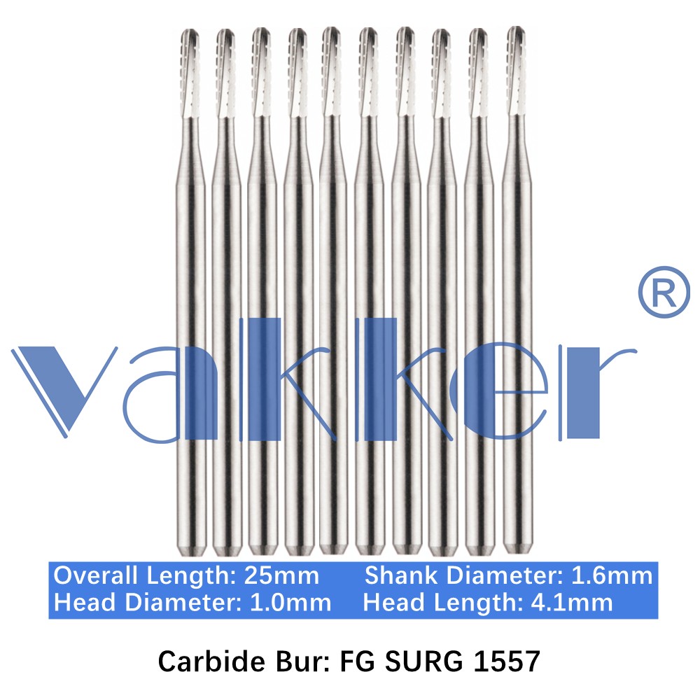 10-100pc Vakker Dental Surgical Carbide Burs FGOS1557 25mm Straight Dome End Bur